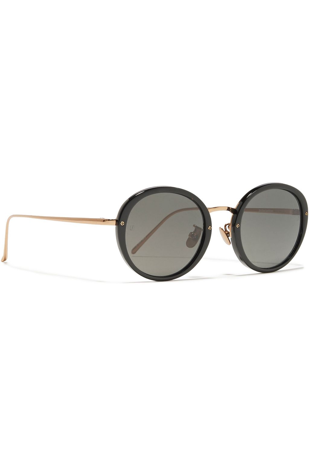 LINDA FARROW Round-frame rose gold-tone and acetate sunglasses