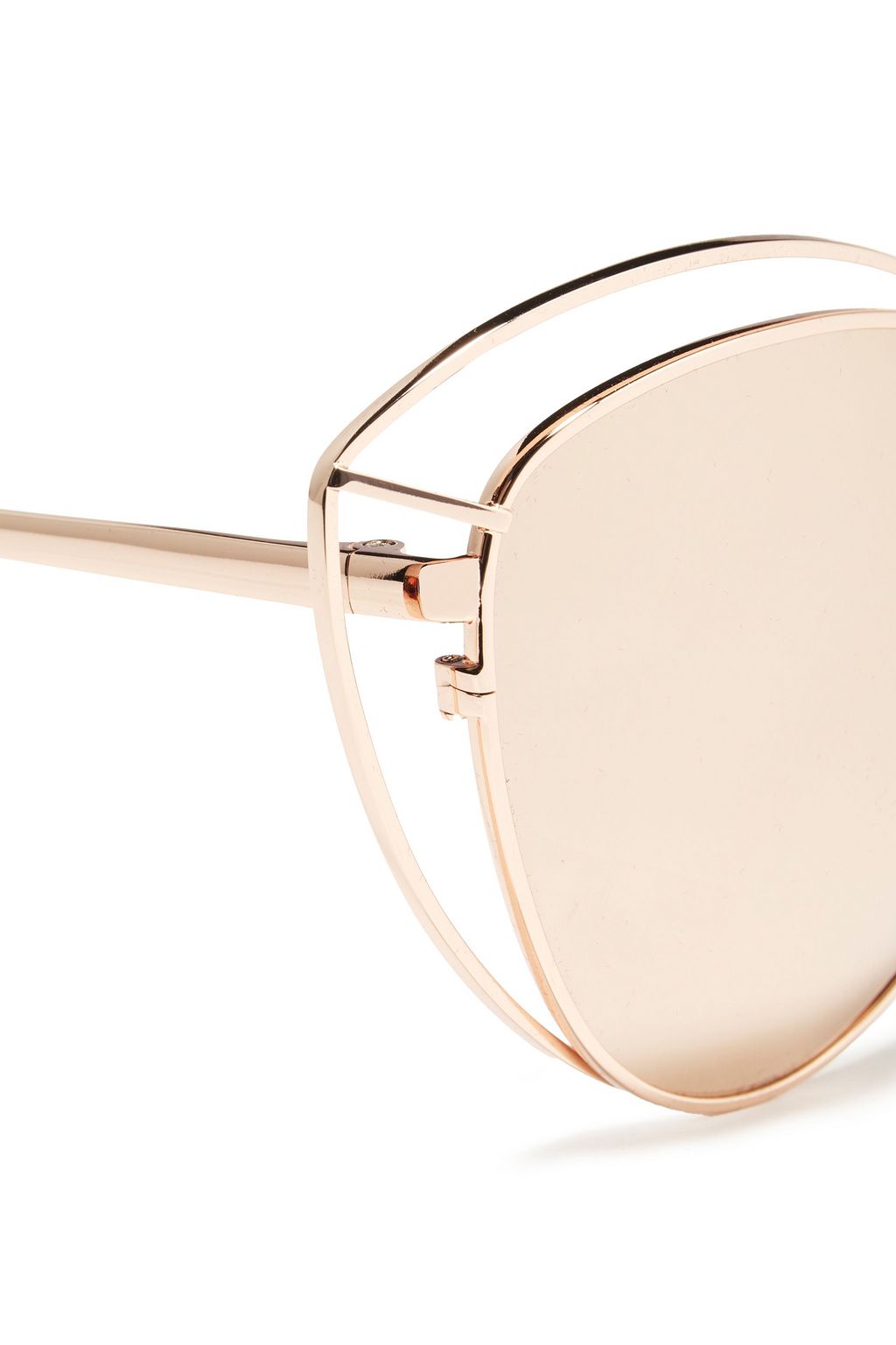 LINDA FARROW Lorita cat-eye rose gold-tone mirrored sunglasses