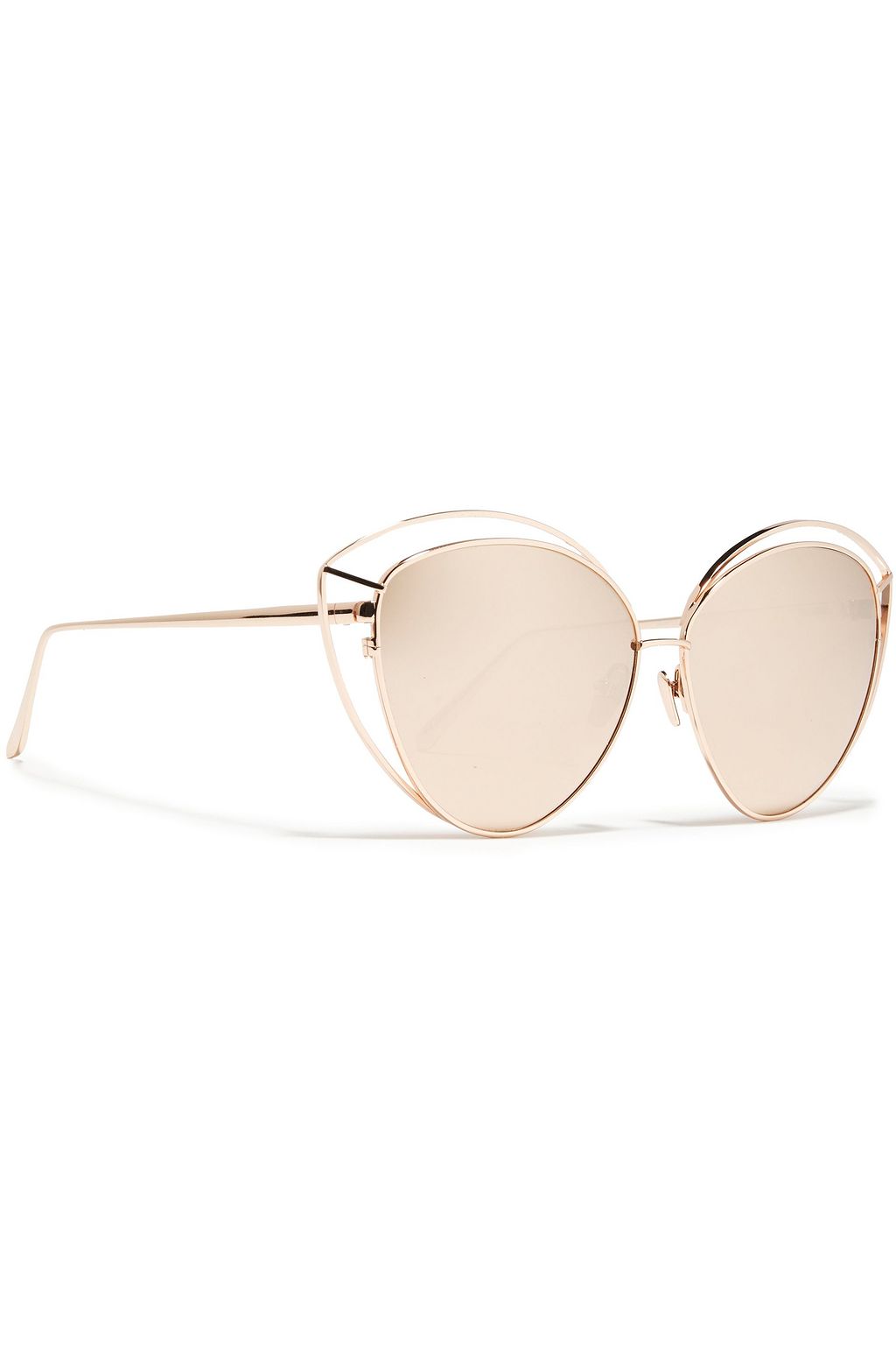 LINDA FARROW Lorita cat-eye rose gold-tone mirrored sunglasses