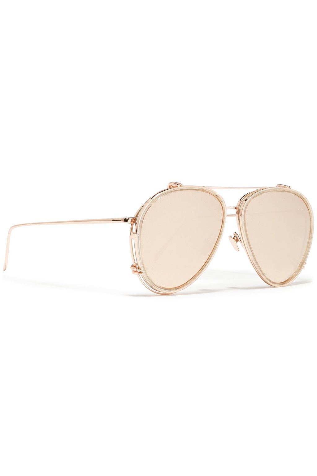 LINDA FARROW Aviator-style rose gold-tone sunglasses