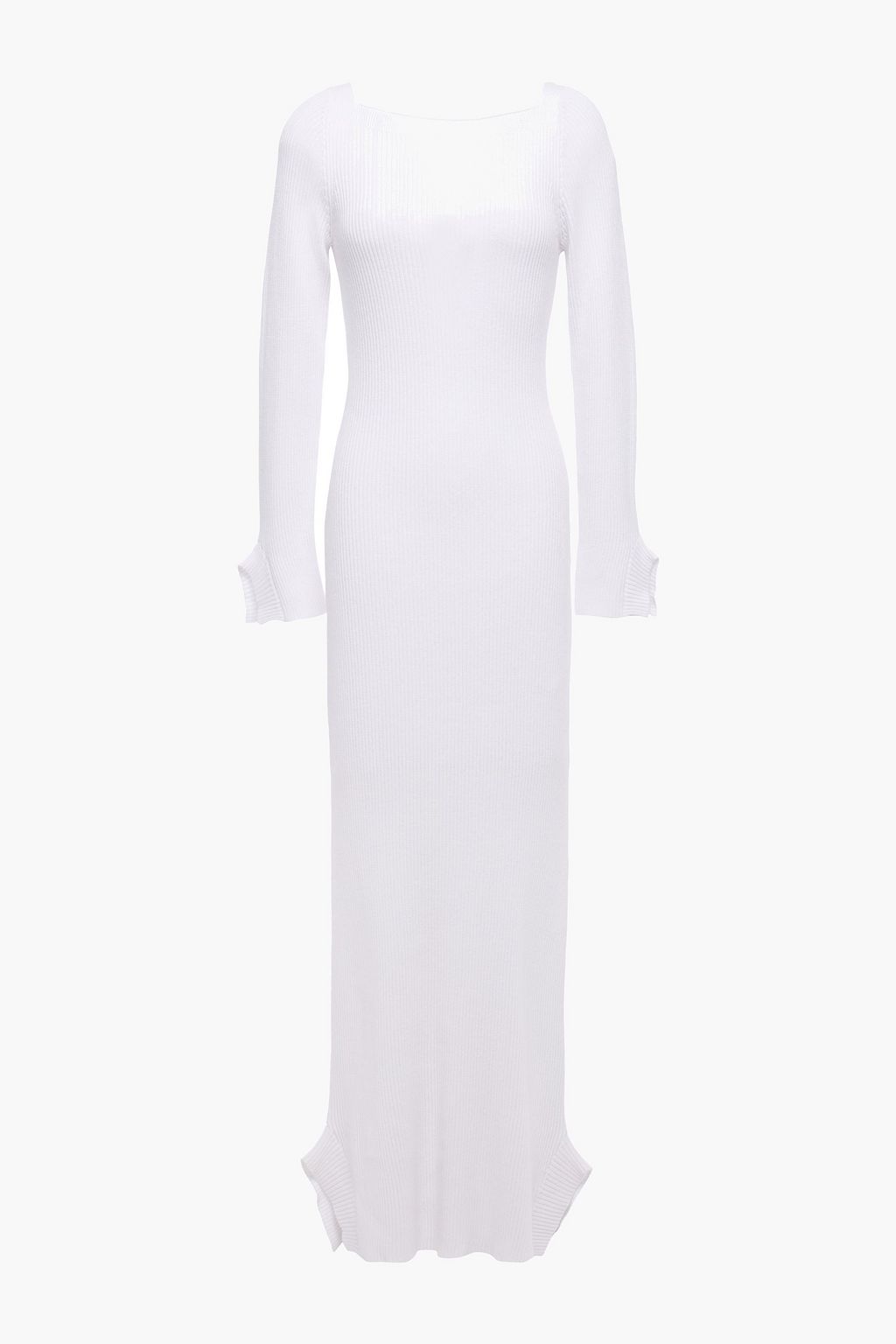 ribbed white maxi dress