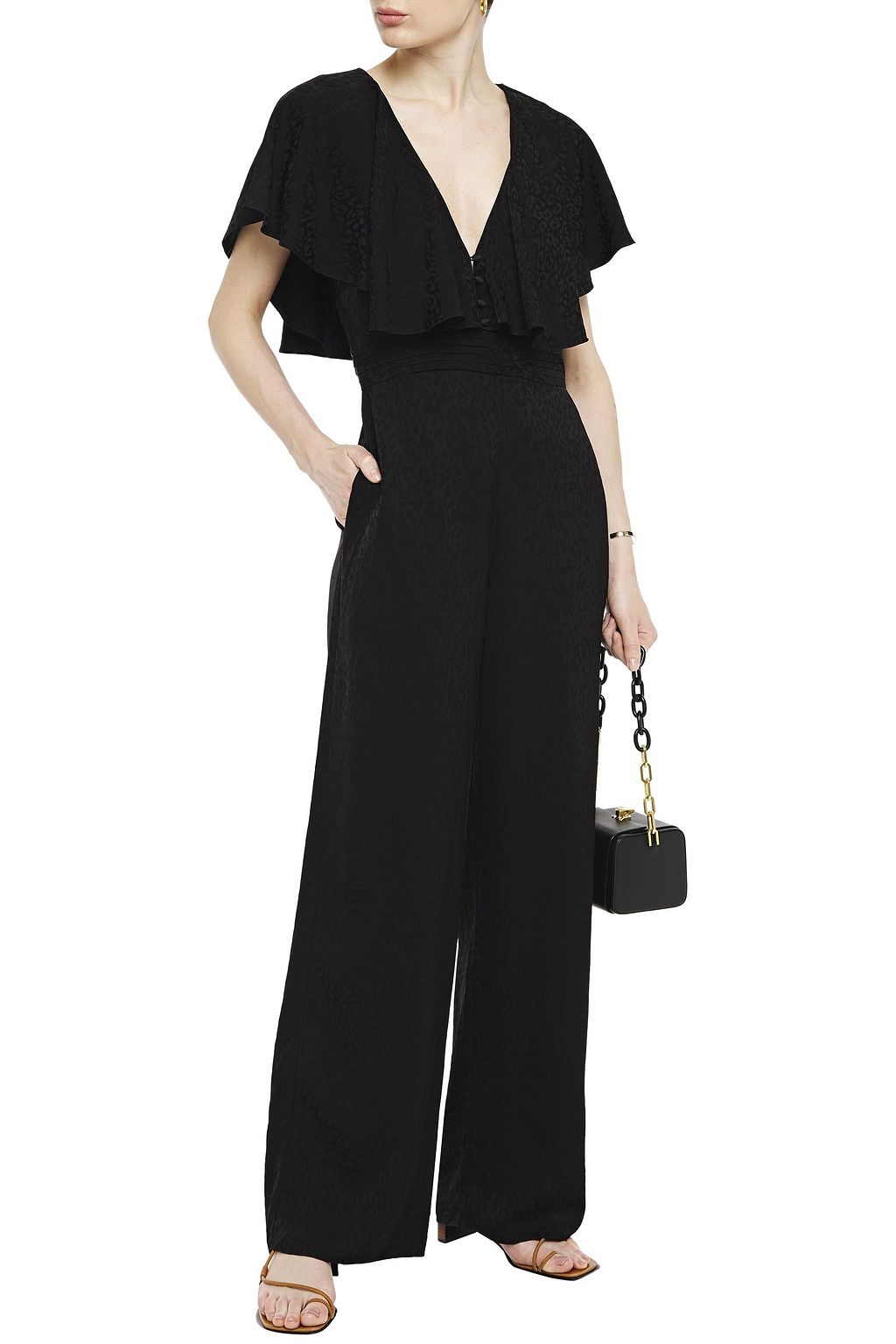 JOHANNA ORTIZ Knights in Cali pleated leopard-jacquard jumpsuit