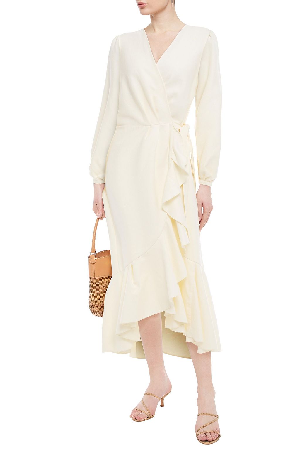 JOHANNA ORTIZ Ruffled cotton-twill midi wrap dress