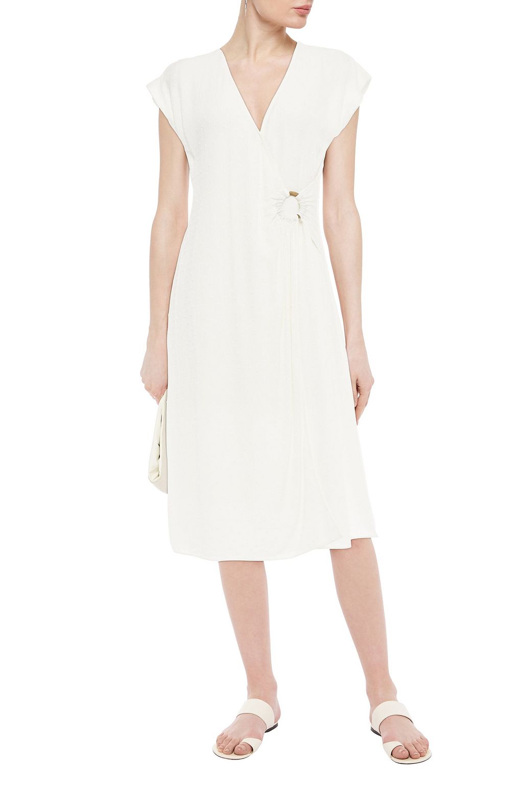 CHARLI Wrap-effect fil coupé gauze midi dress