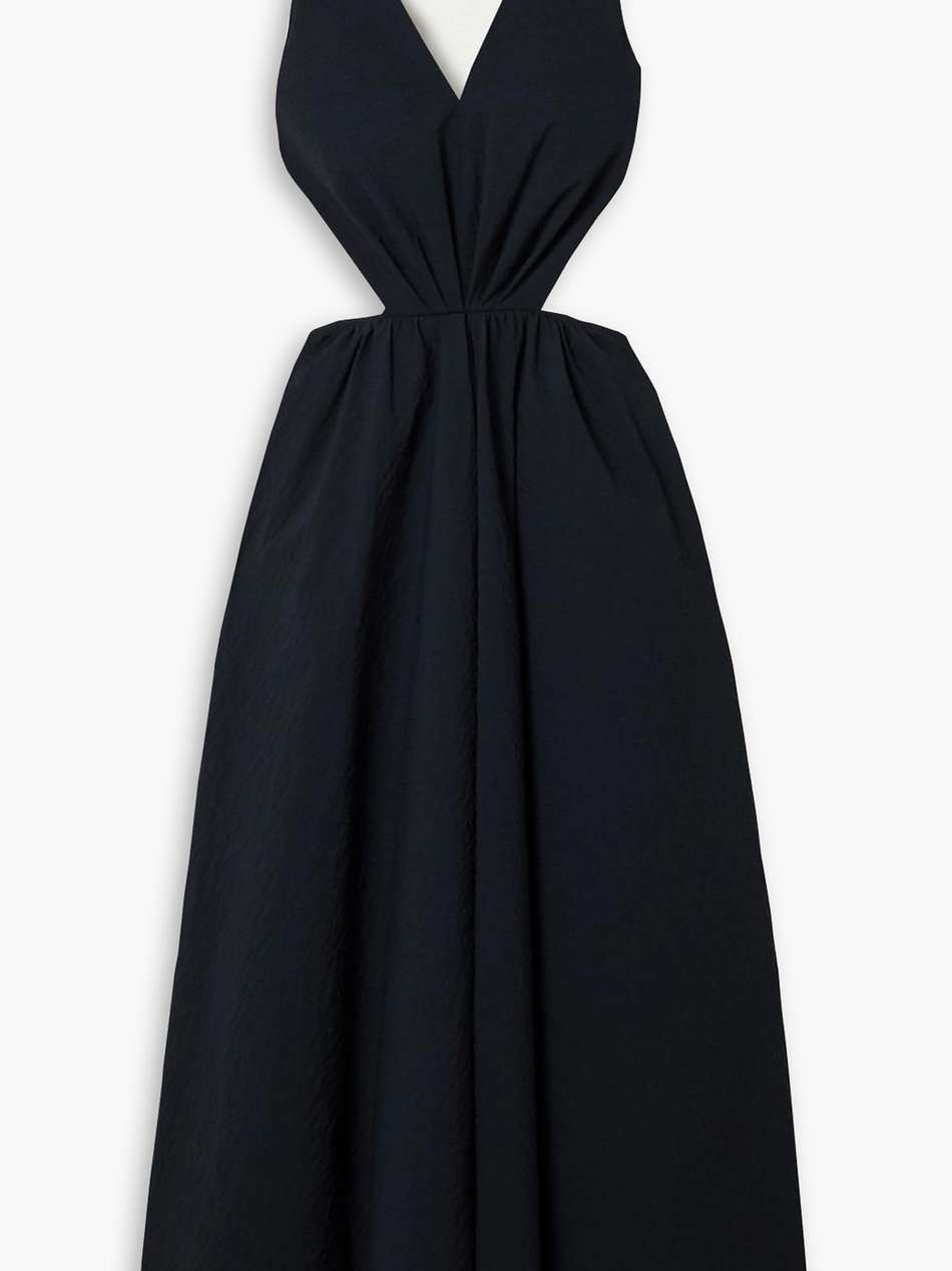 madelyn cutout cotton-seersucker midi dress