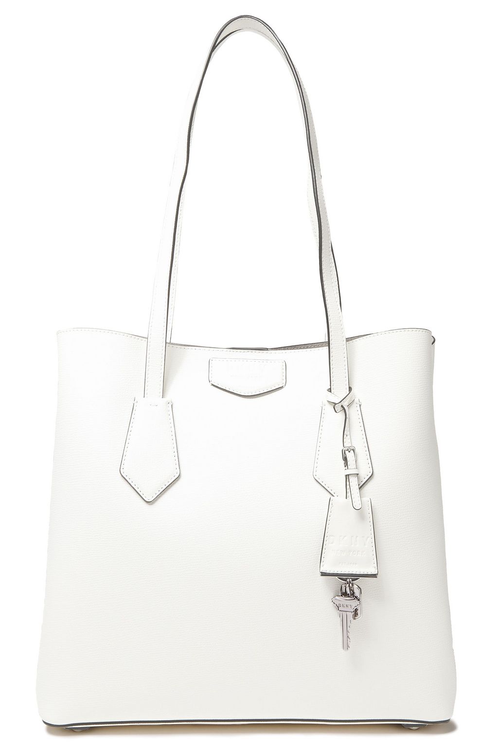 white leather tote