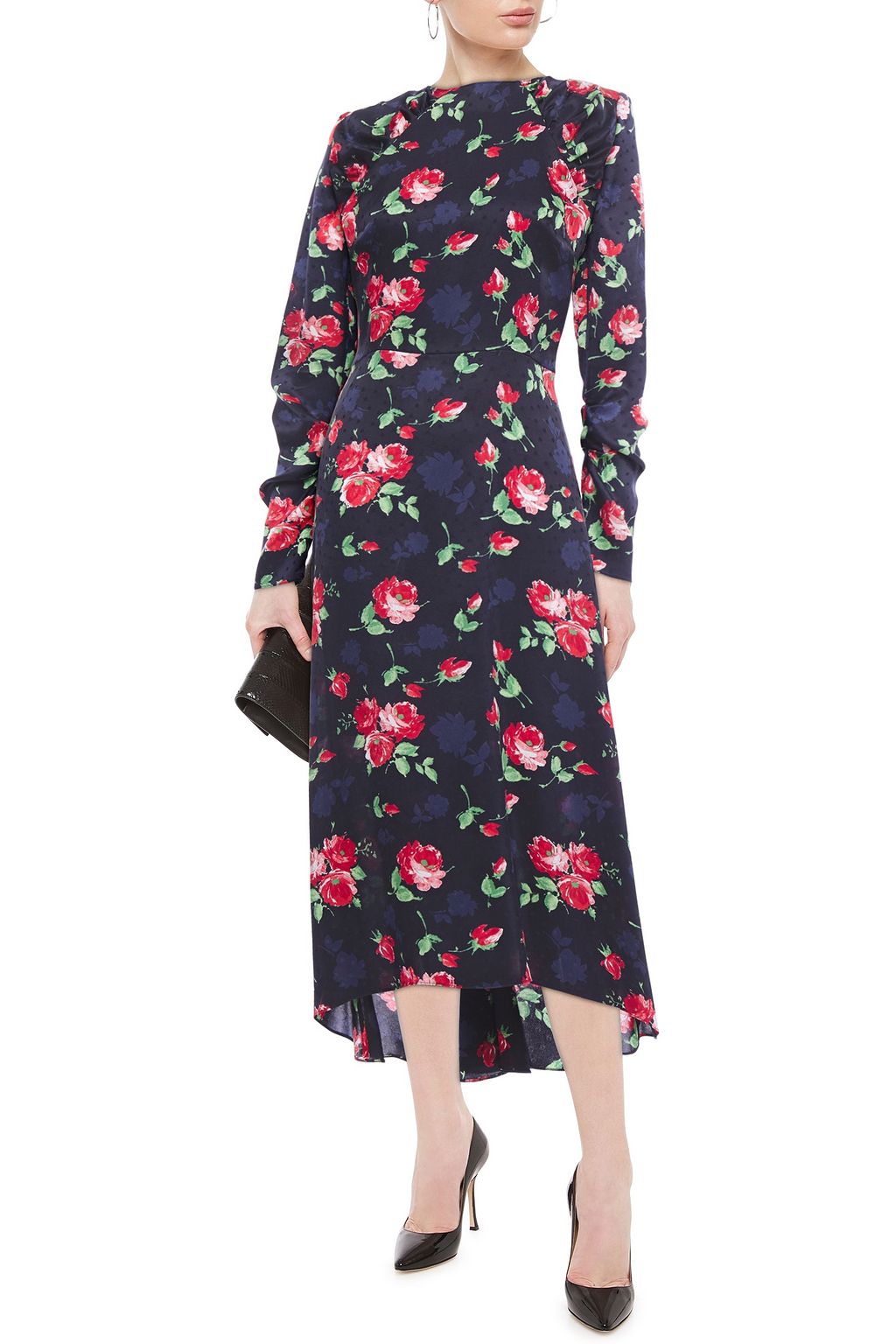 MAGDA BUTRYM Open-back ruched silk-satin jacquard midi dress