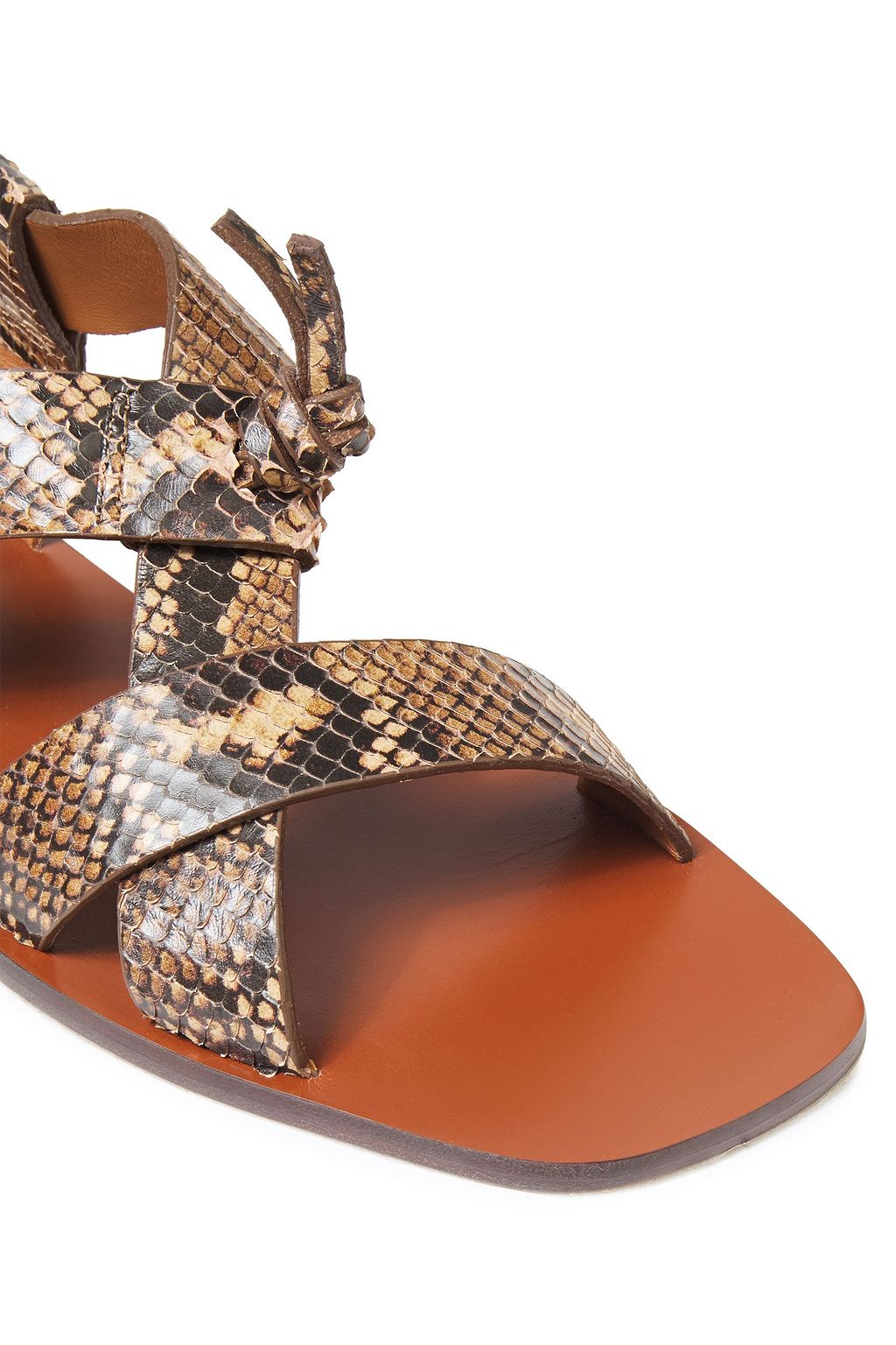 ZIMMERMANN Knotted snake-effect leather slingback sandals