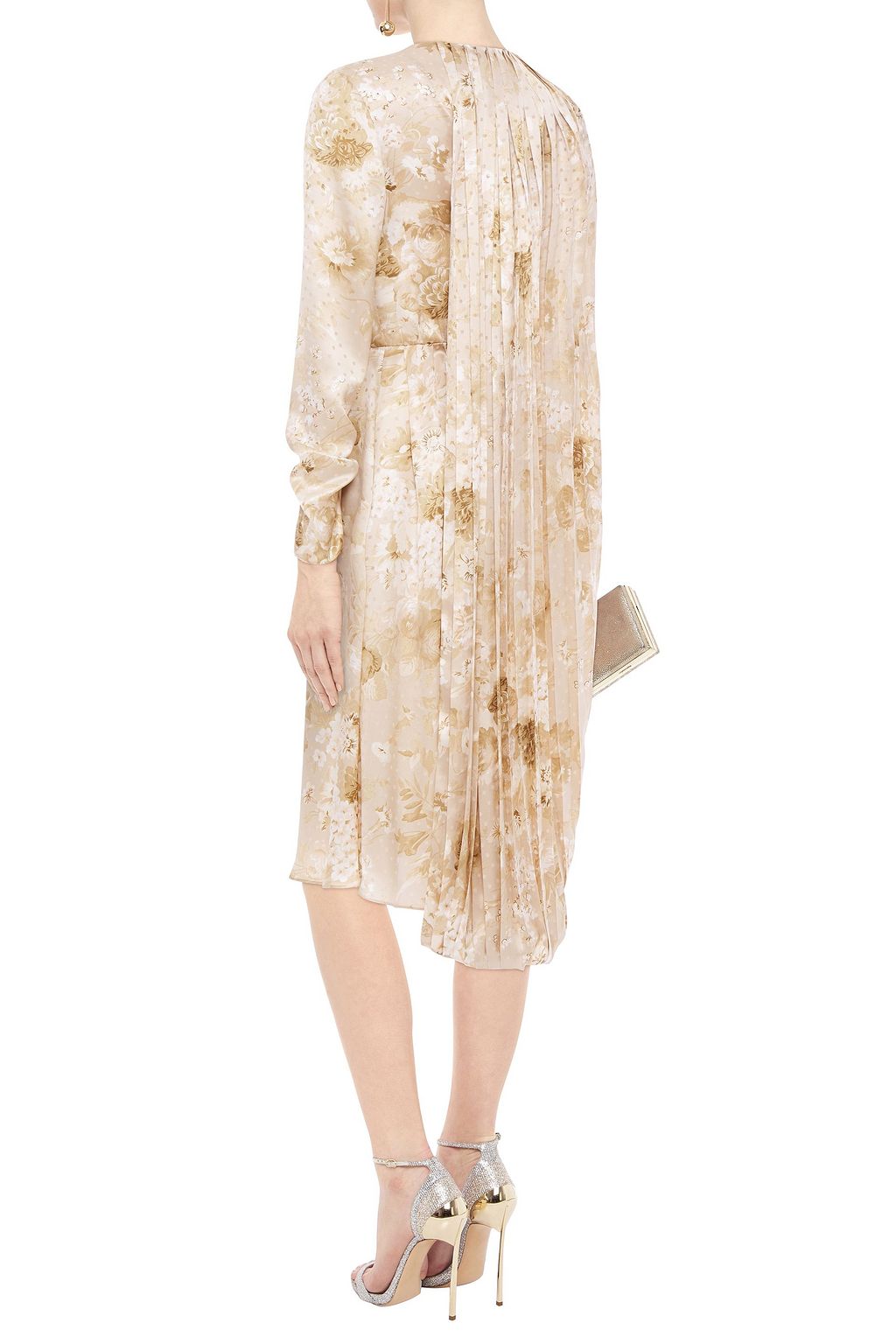 MAGDA BUTRYM Vasto cape-effect floral-print silk-satin jacquard midi dress