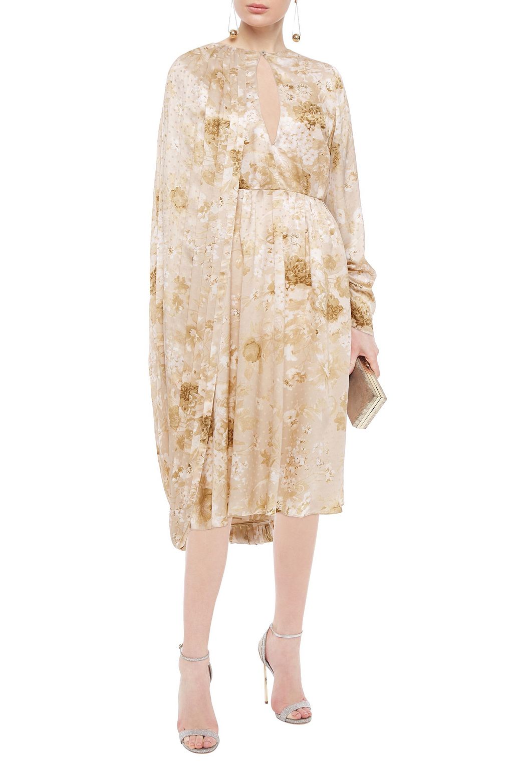 MAGDA BUTRYM Vasto cape-effect floral-print silk-satin jacquard midi dress