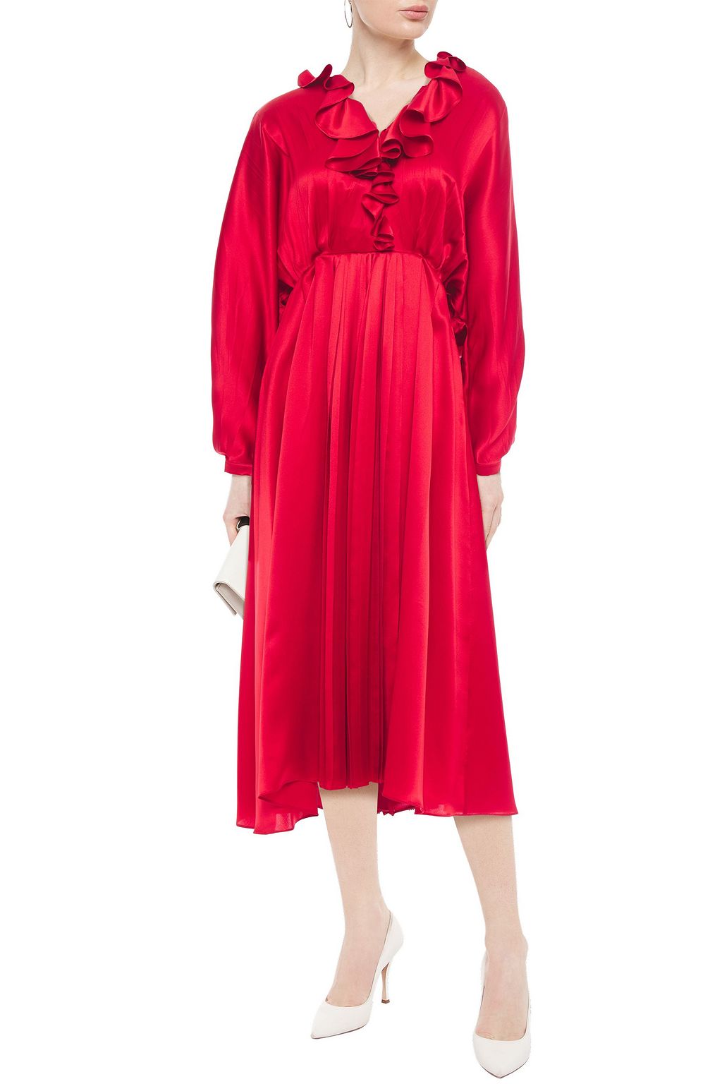 MAGDA BUTRYM Ancona ruffled floral silk-satin jacquard midi dress