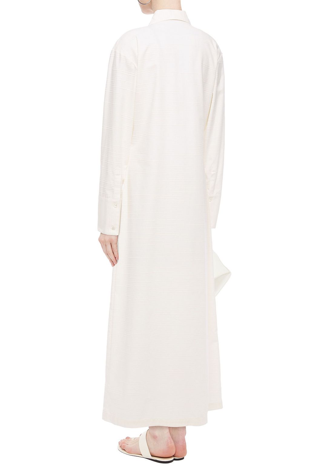 DEVEAUX Nye cotton-jacquard maxi shirt dress