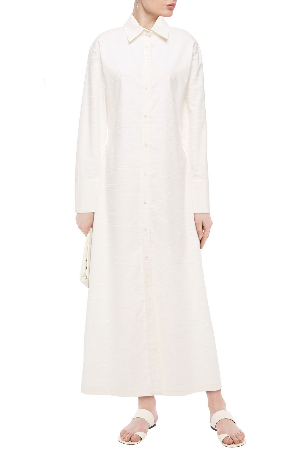 DEVEAUX Nye cotton-jacquard maxi shirt dress
