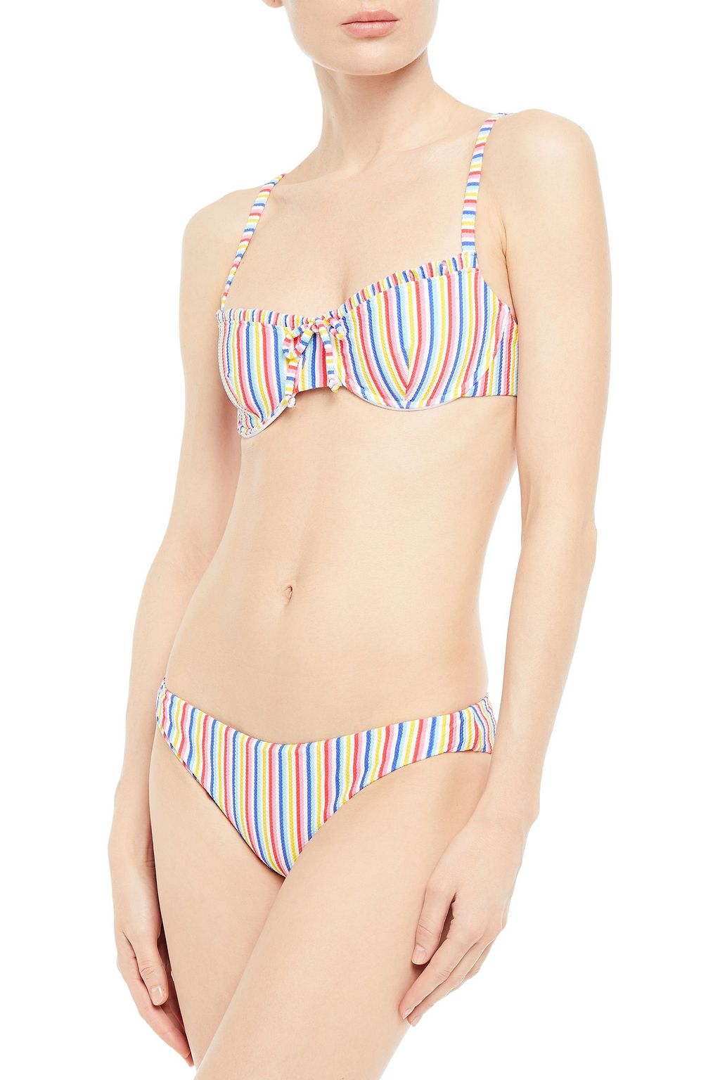 ONIA Lily striped stretch-piquè low-rise bikini briefs
