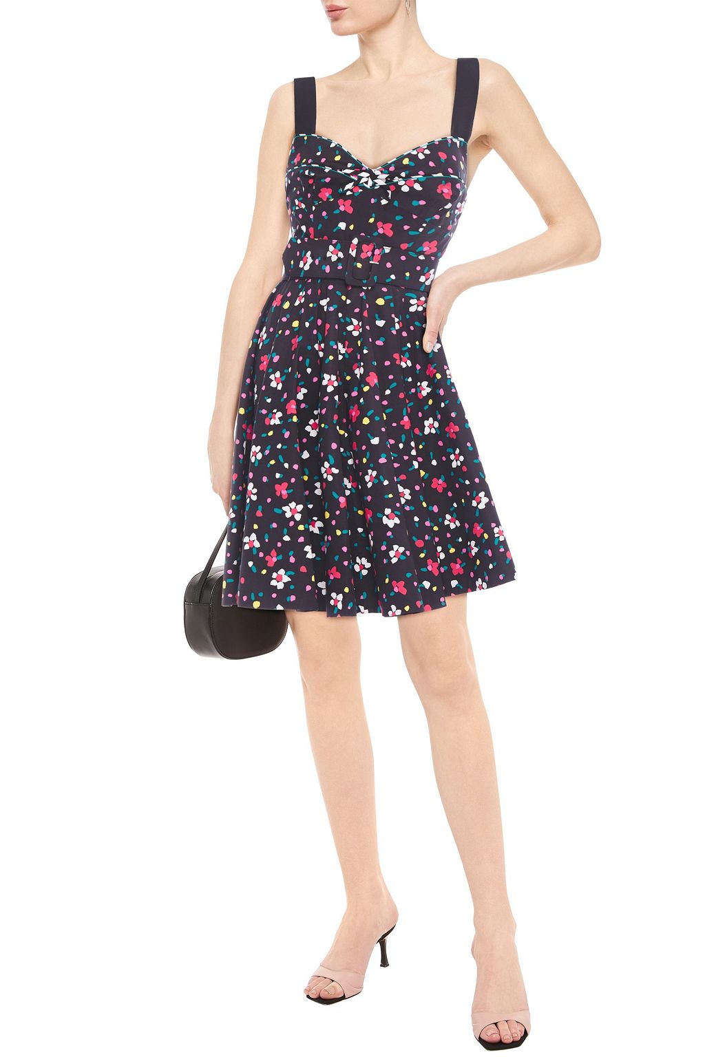 MARC JACOBS Belted floral-print stretch-cotton poplin mini dress