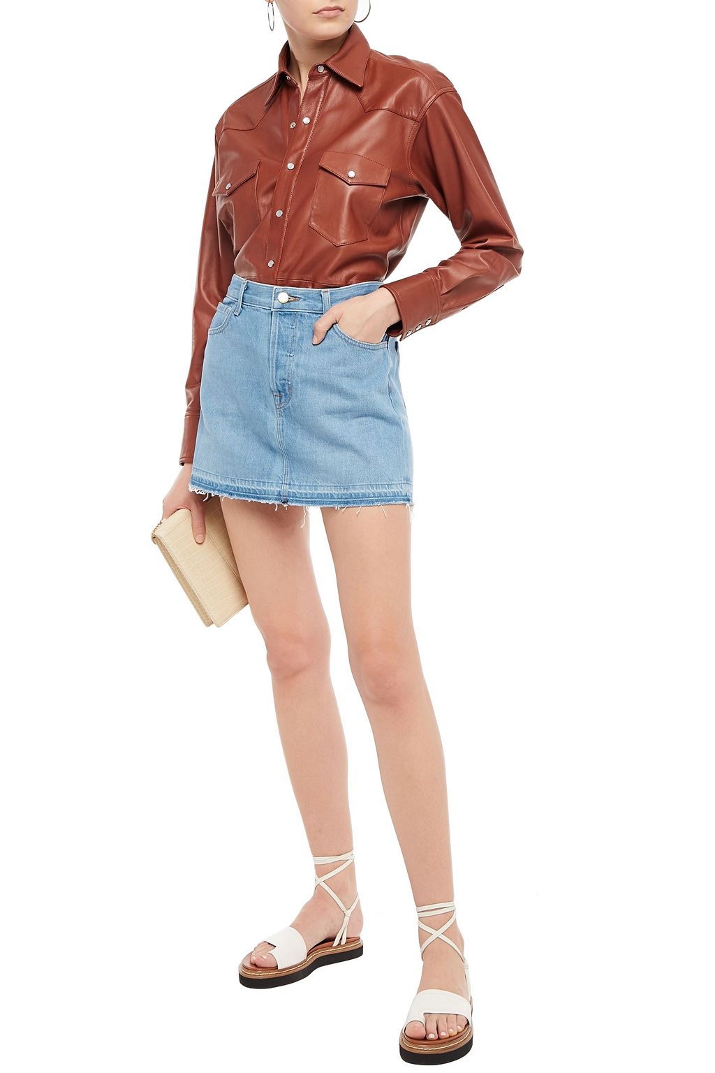 J BRAND Bonny frayed denim mini skirt