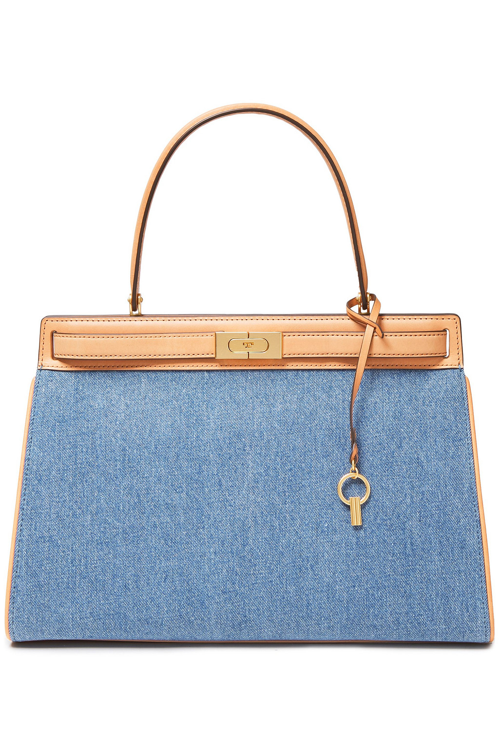 TORY BURCH Lee Radziwill leather and denim tote
