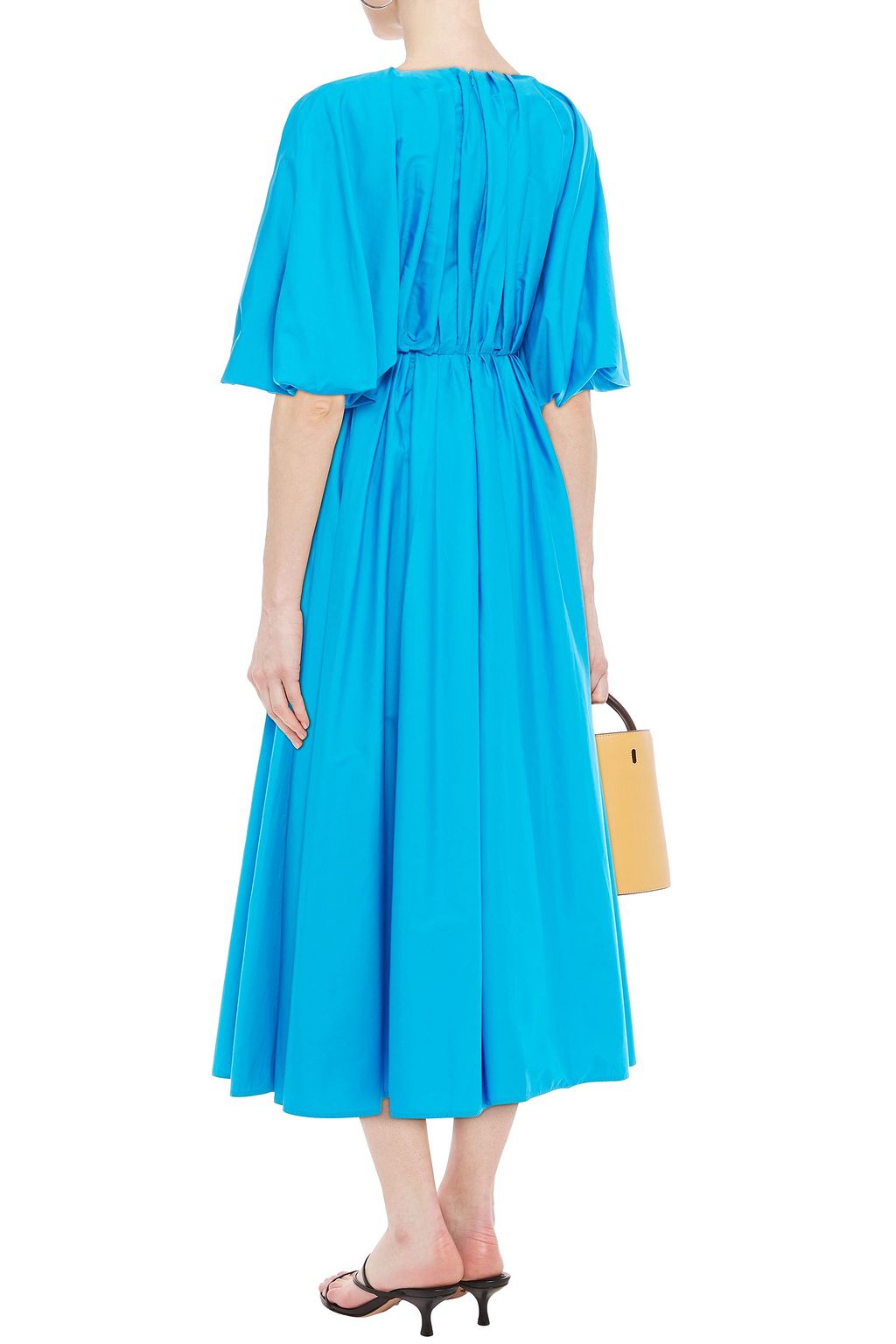 ROKSANDA Gathered cotton-poplin midi dress