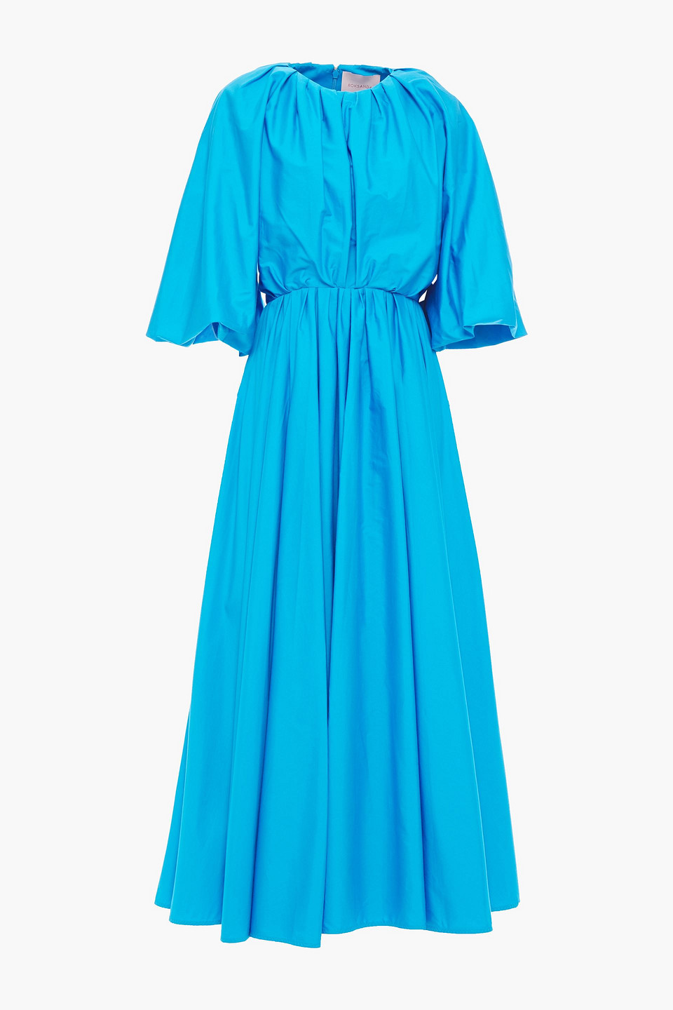 Roksanda Woman Gathered Cotton-poplin Midi Dress Azure Size 10