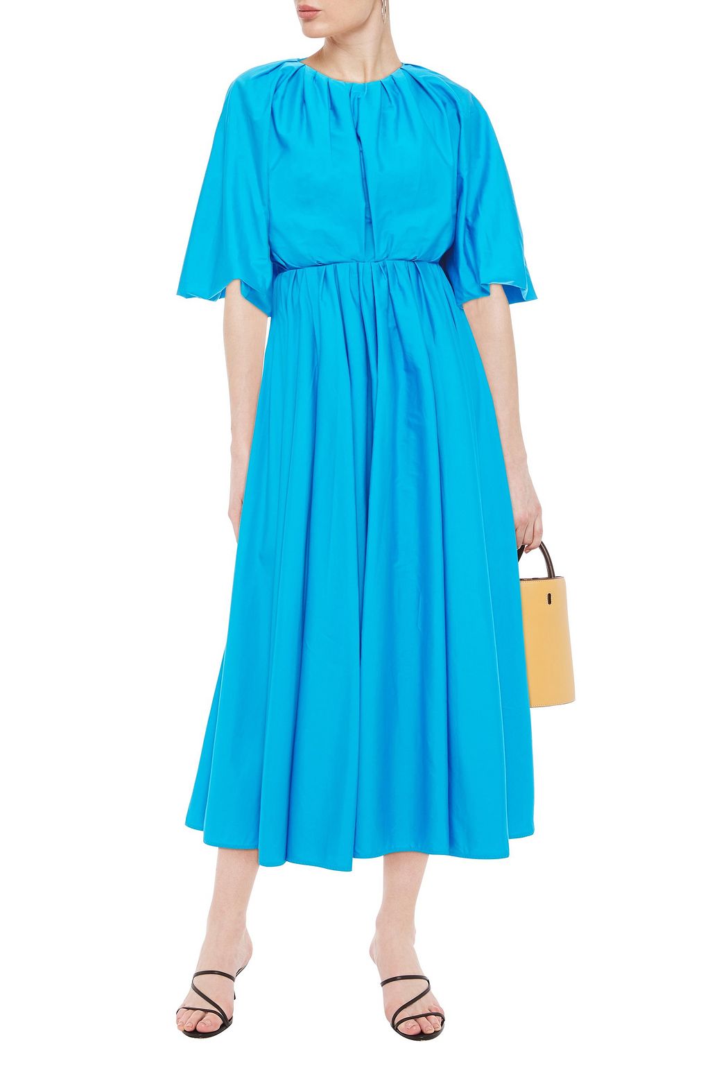 ROKSANDA Gathered cotton-poplin midi dress