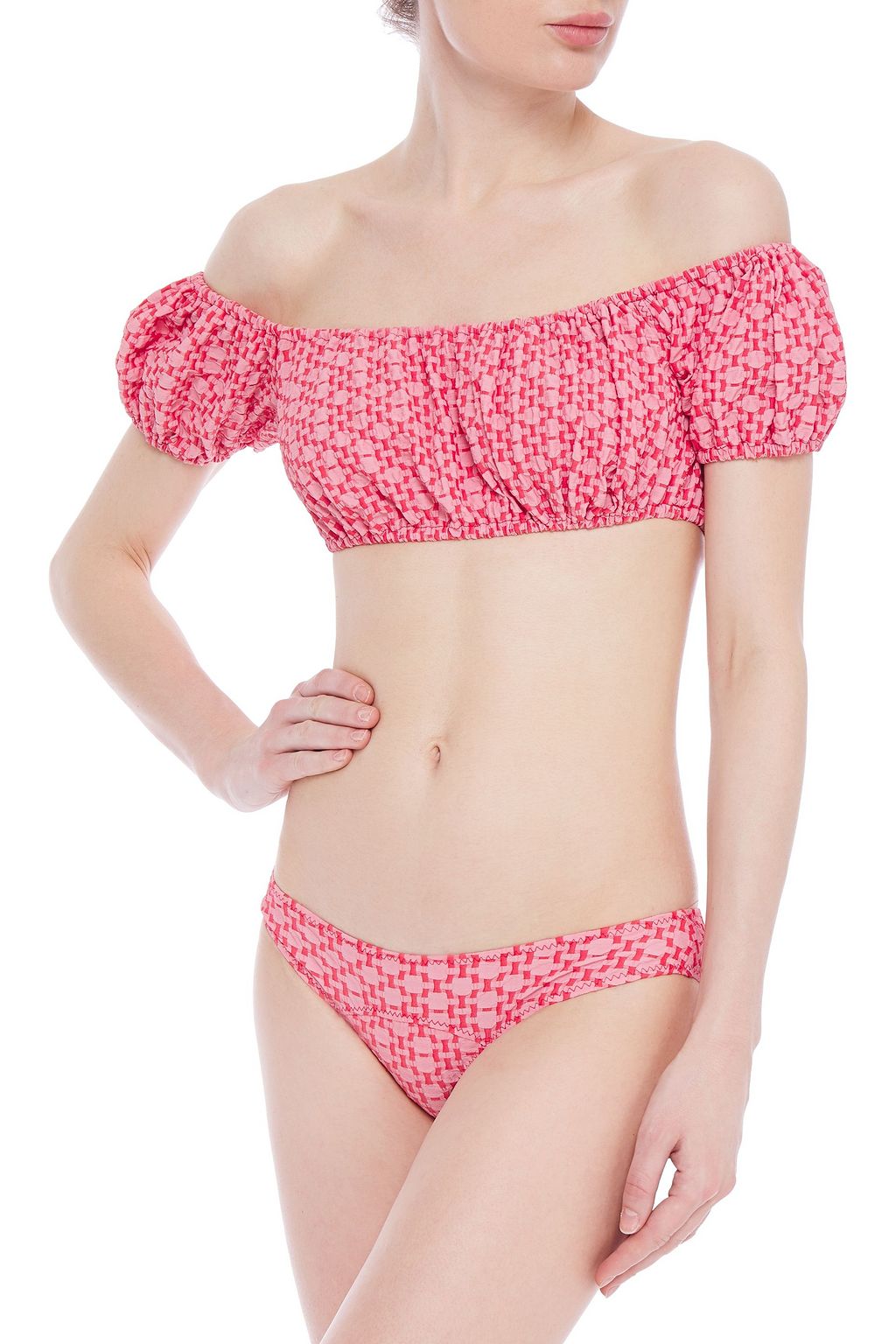 LISA MARIE FERNANDEZ Seersucker bandeau bikini