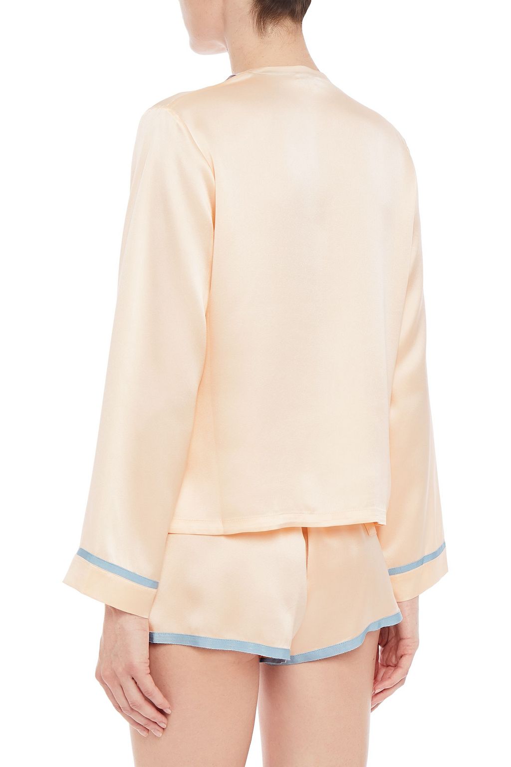 MORGAN LANE Grosgrain-trimmed silk-satin pajama shorts