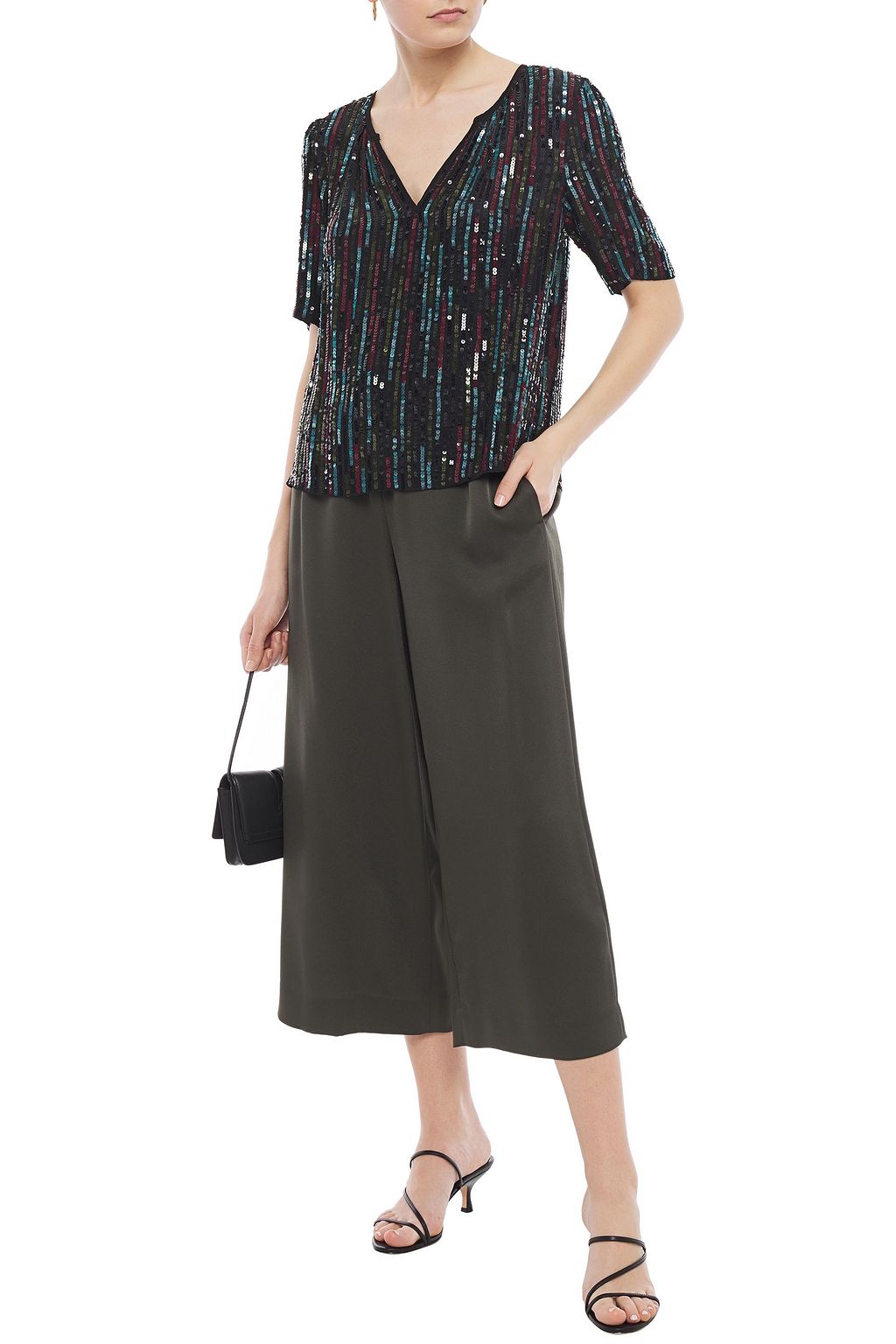 VELVET BY GRAHAM & SPENCER Nikky sequined crepe de chine top