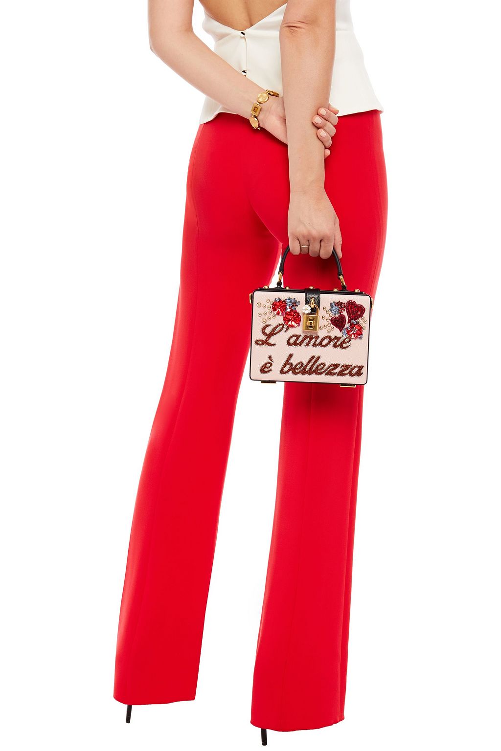 DOLCE&GABBANA Dolce Box embellished textured-leather tote