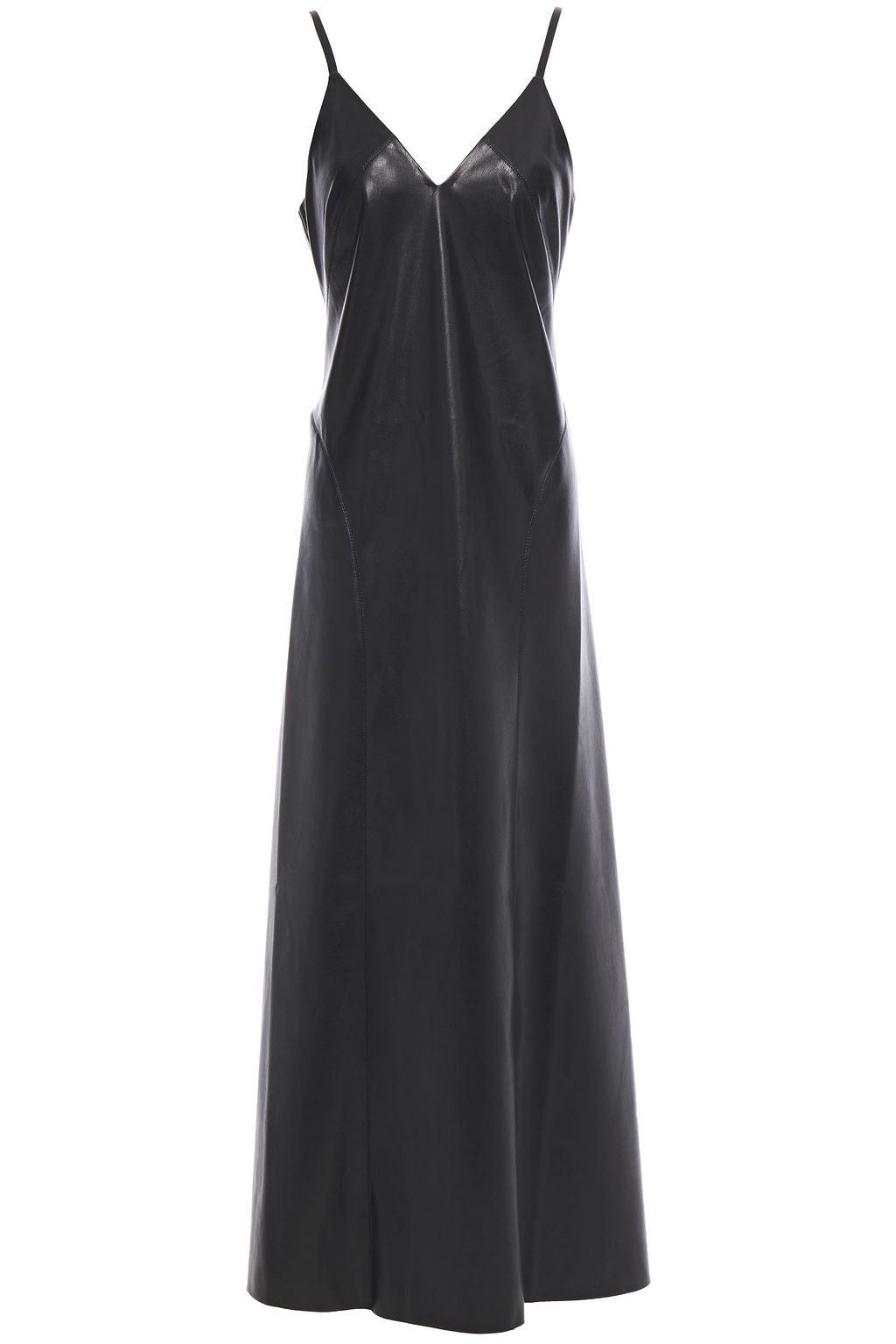 black leather maxi dress