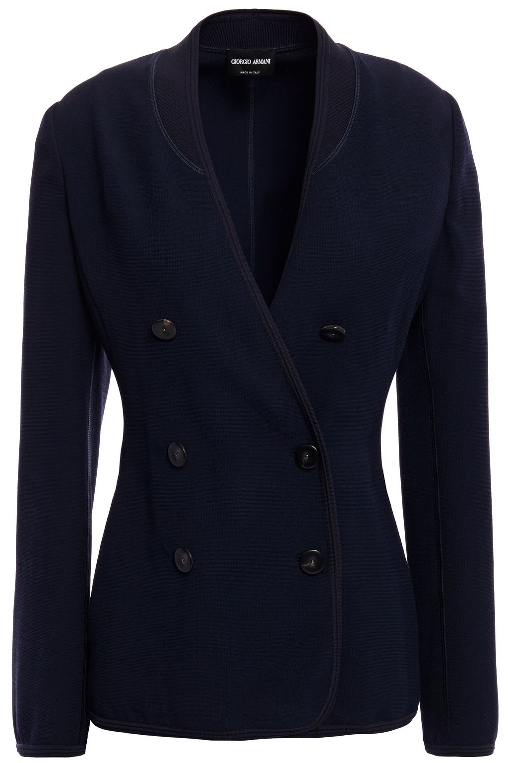 Navy Double-breasted jacquard jacket 