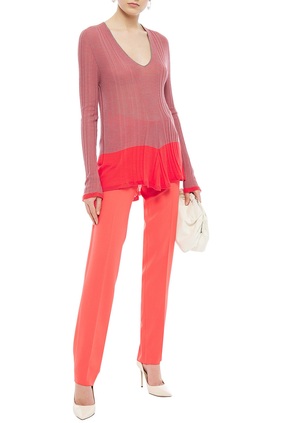  Giorgio Armani - Pullover Aus Wolle Mit Streifen - Orange - It 46 