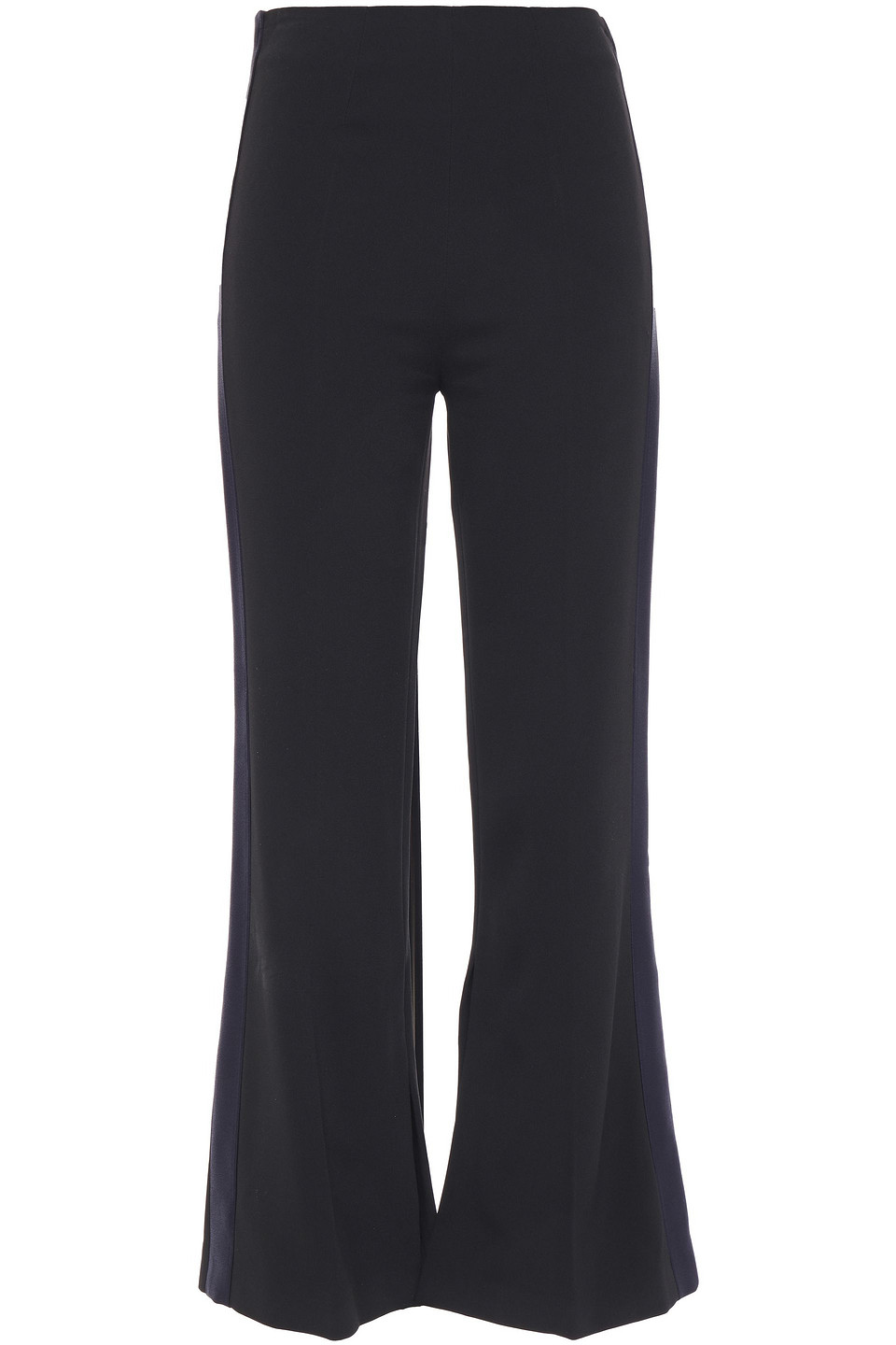 Roland Mouret Madison Striped Crepe Flared Pants In Black