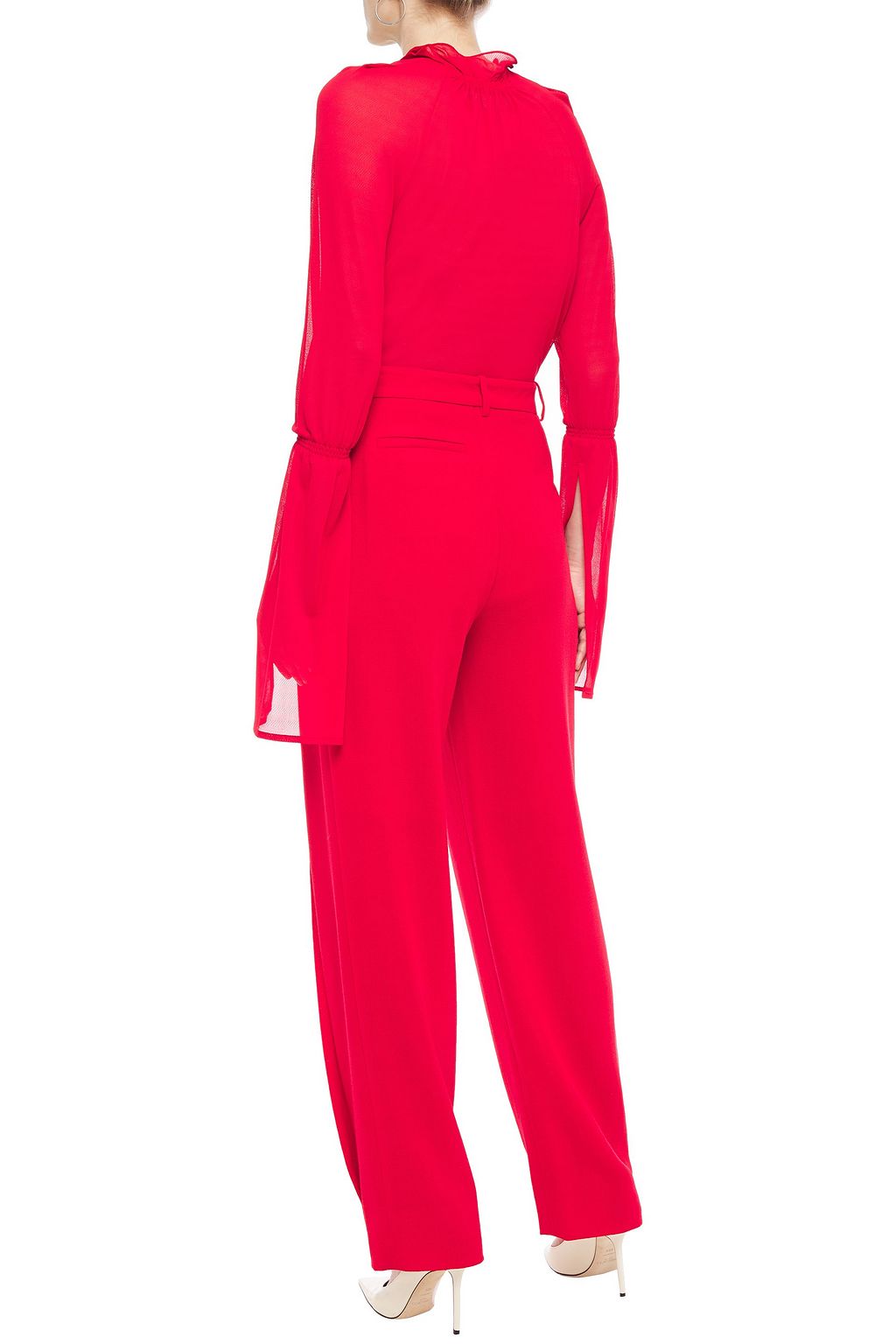 ROLAND MOURET Ruffled stretch-jersey blouse
