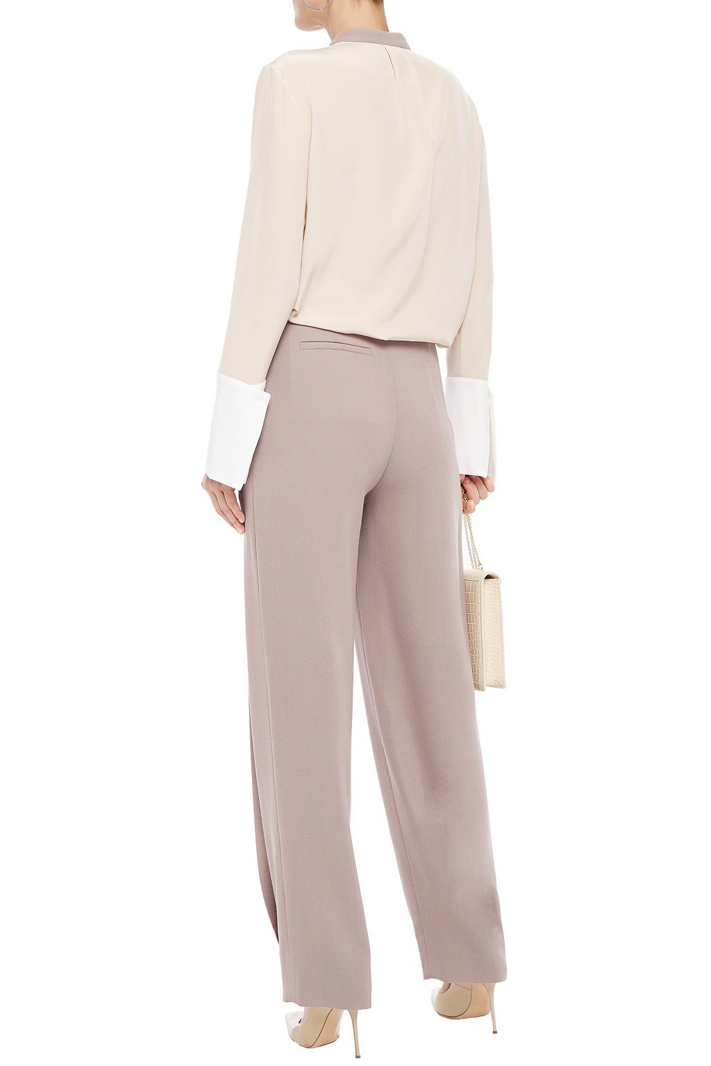 ROLAND MOURET Pleated wool-crepe wide-leg pants