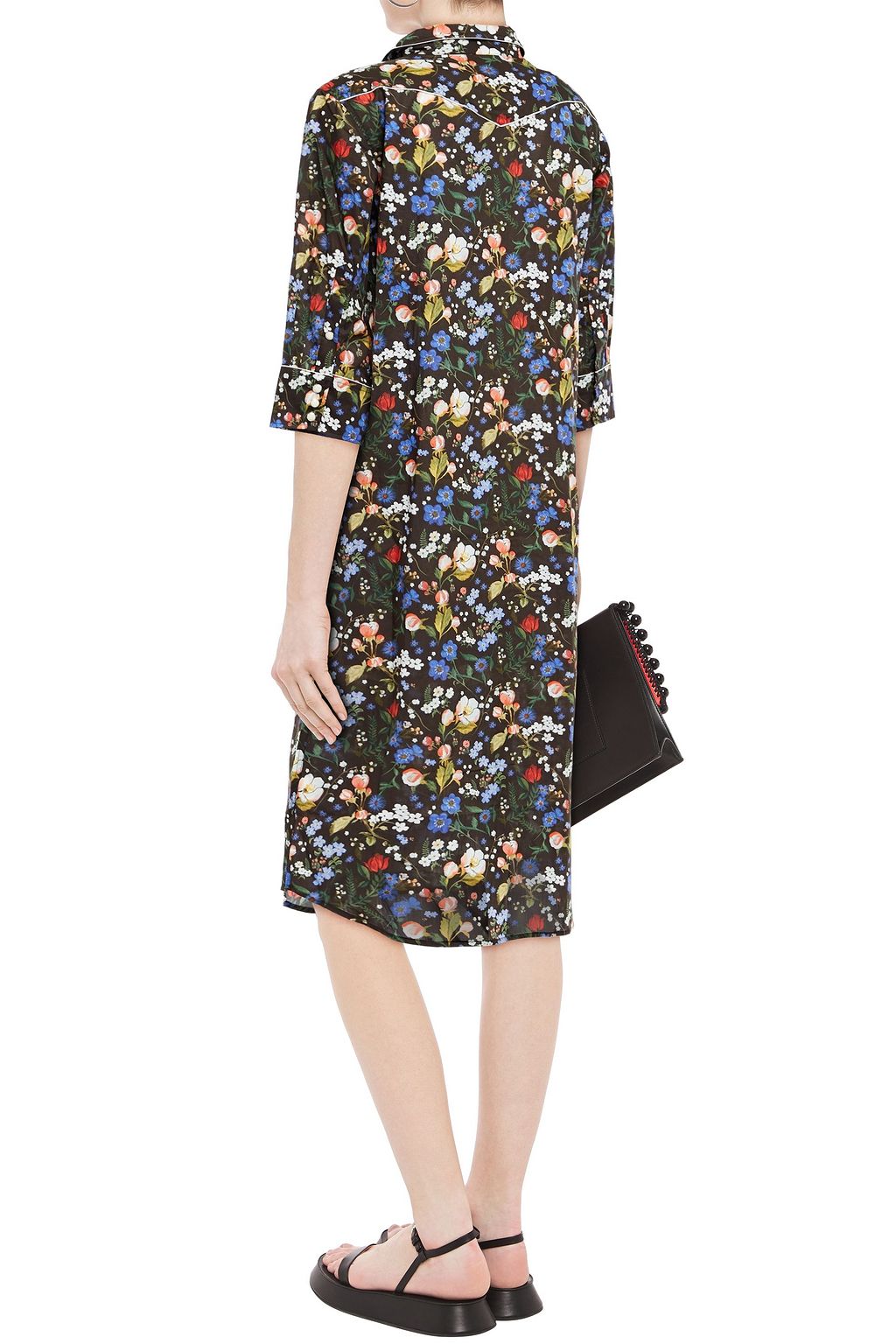 R13 Floral-print cotton-poplin midi shirt dress