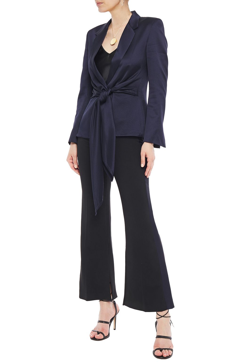 ROLAND MOURET Tie-front satin-twill blazer