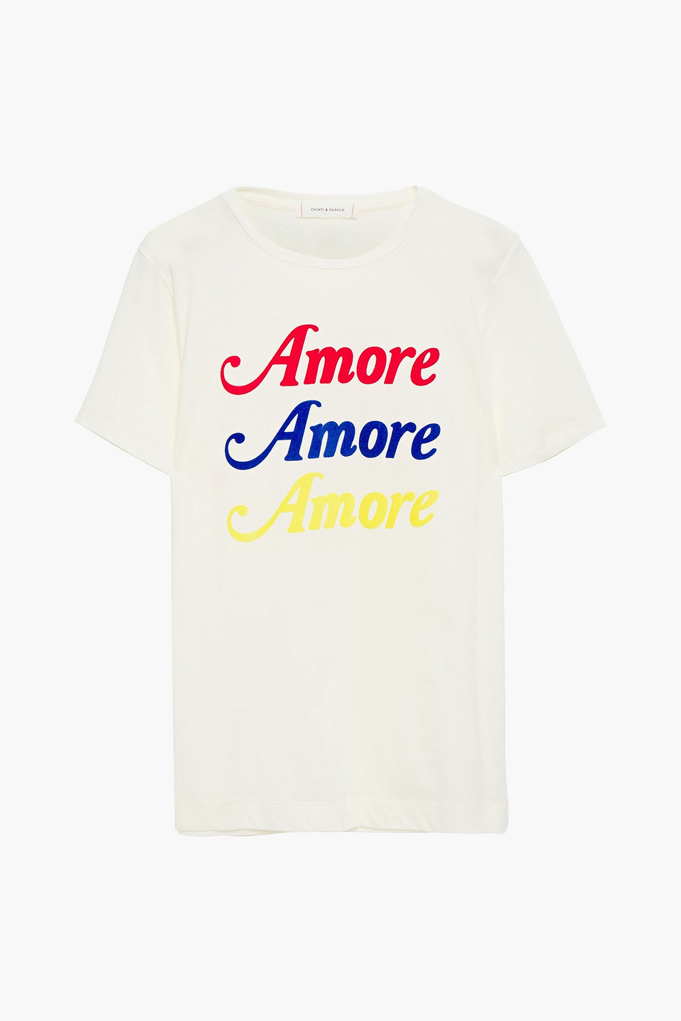 Chinti & Parker Woman Flocked Cotton-jersey T-shirt Off-white Size S