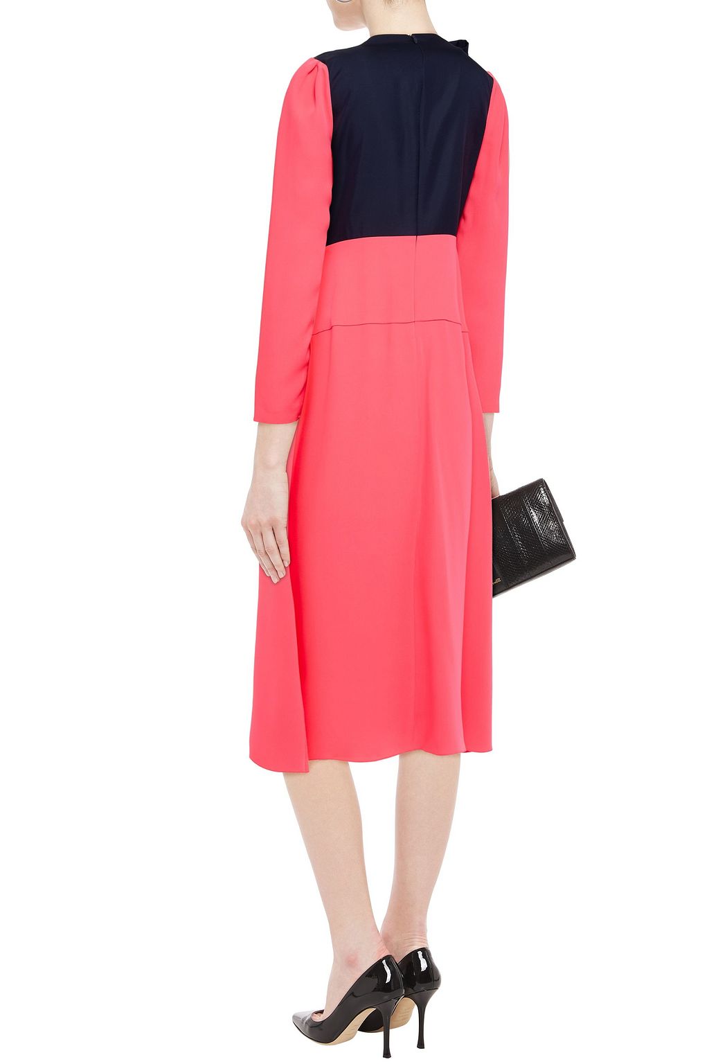 ROKSANDA Marira tie-neck satin-twill and stretch-crepe midi dress