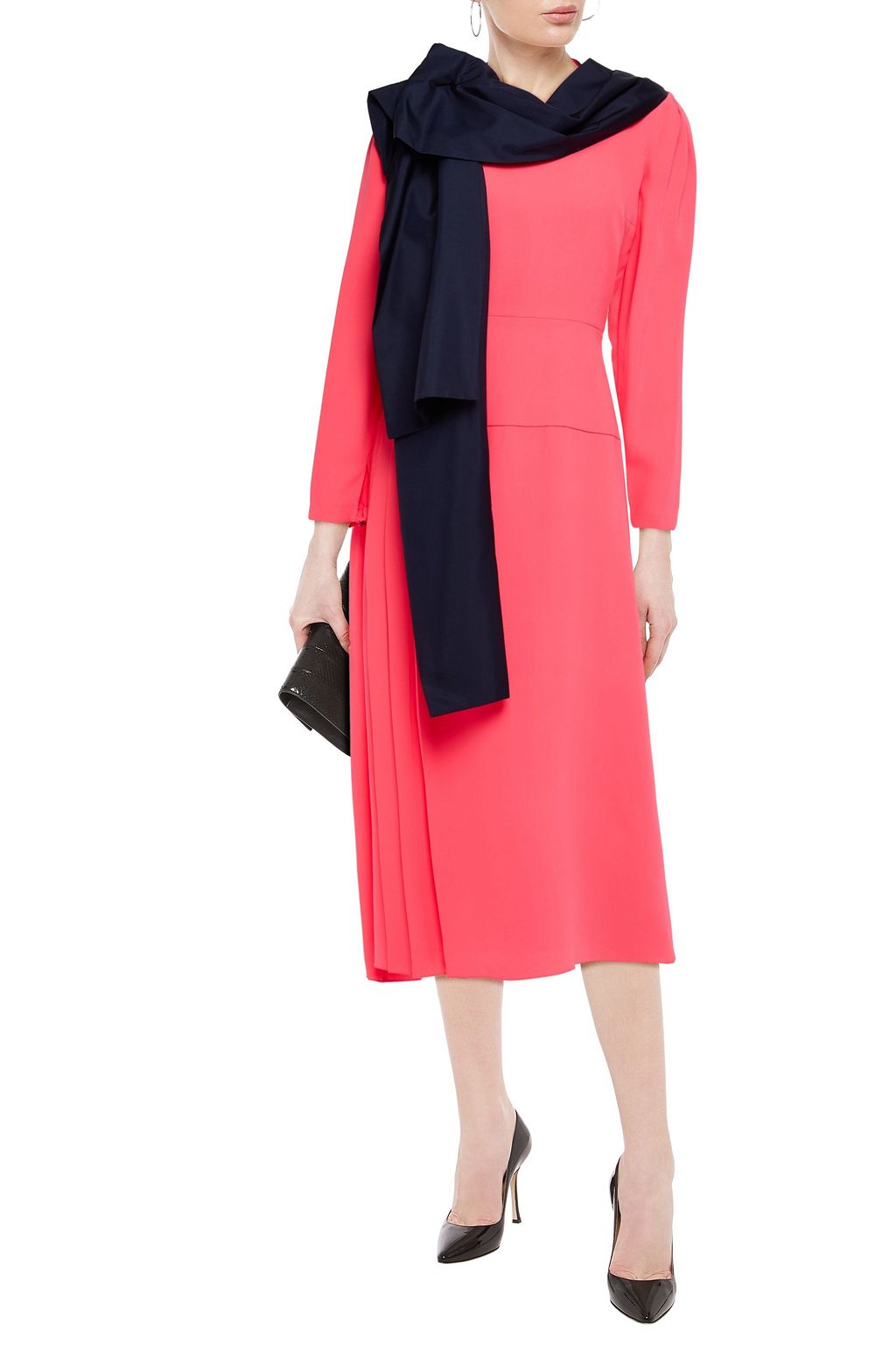 ROKSANDA Marira tie-neck satin-twill and stretch-crepe midi dress