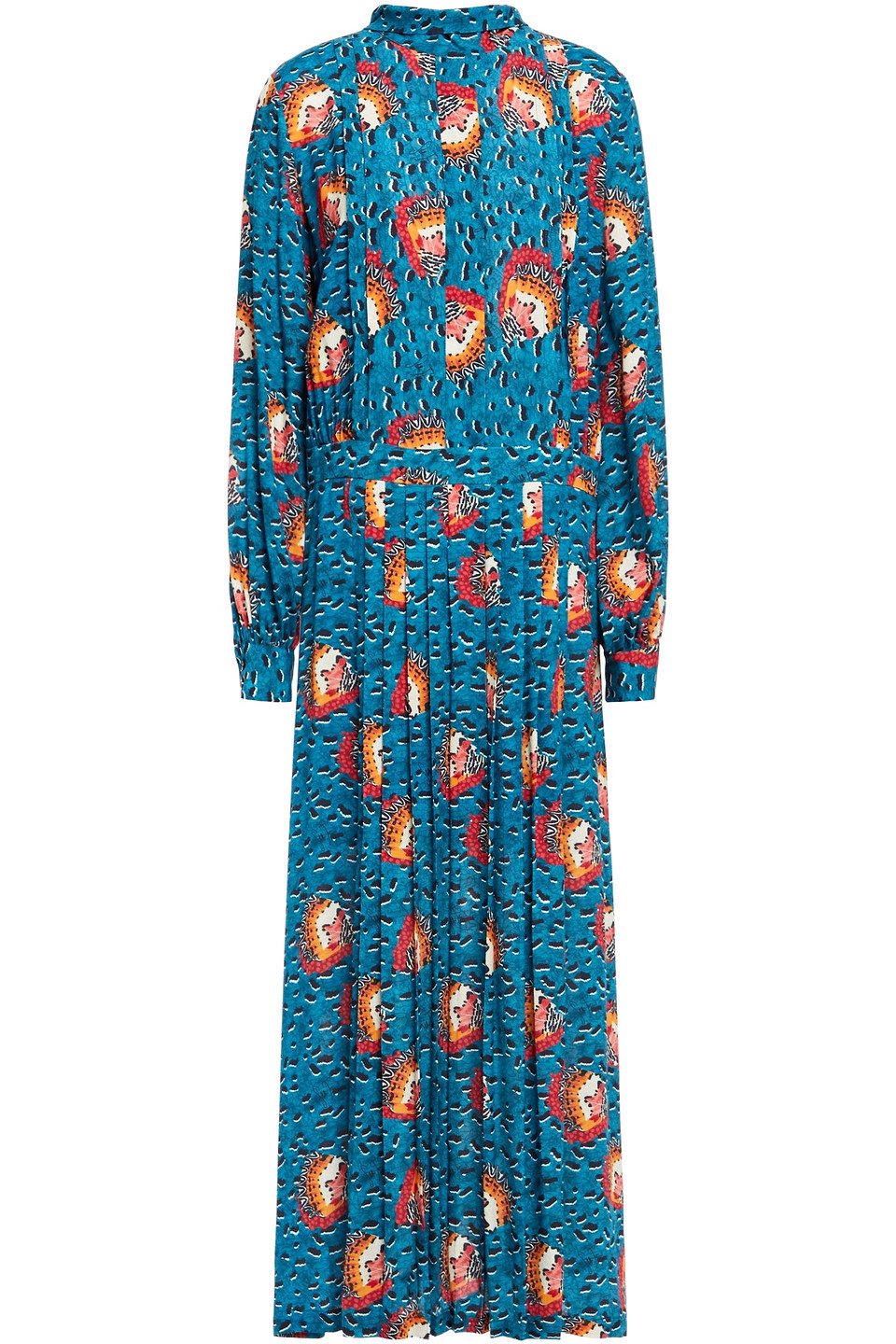 Stella Jean Woman Pleated Printed Crepe Maxi Dress Petrol Size 38