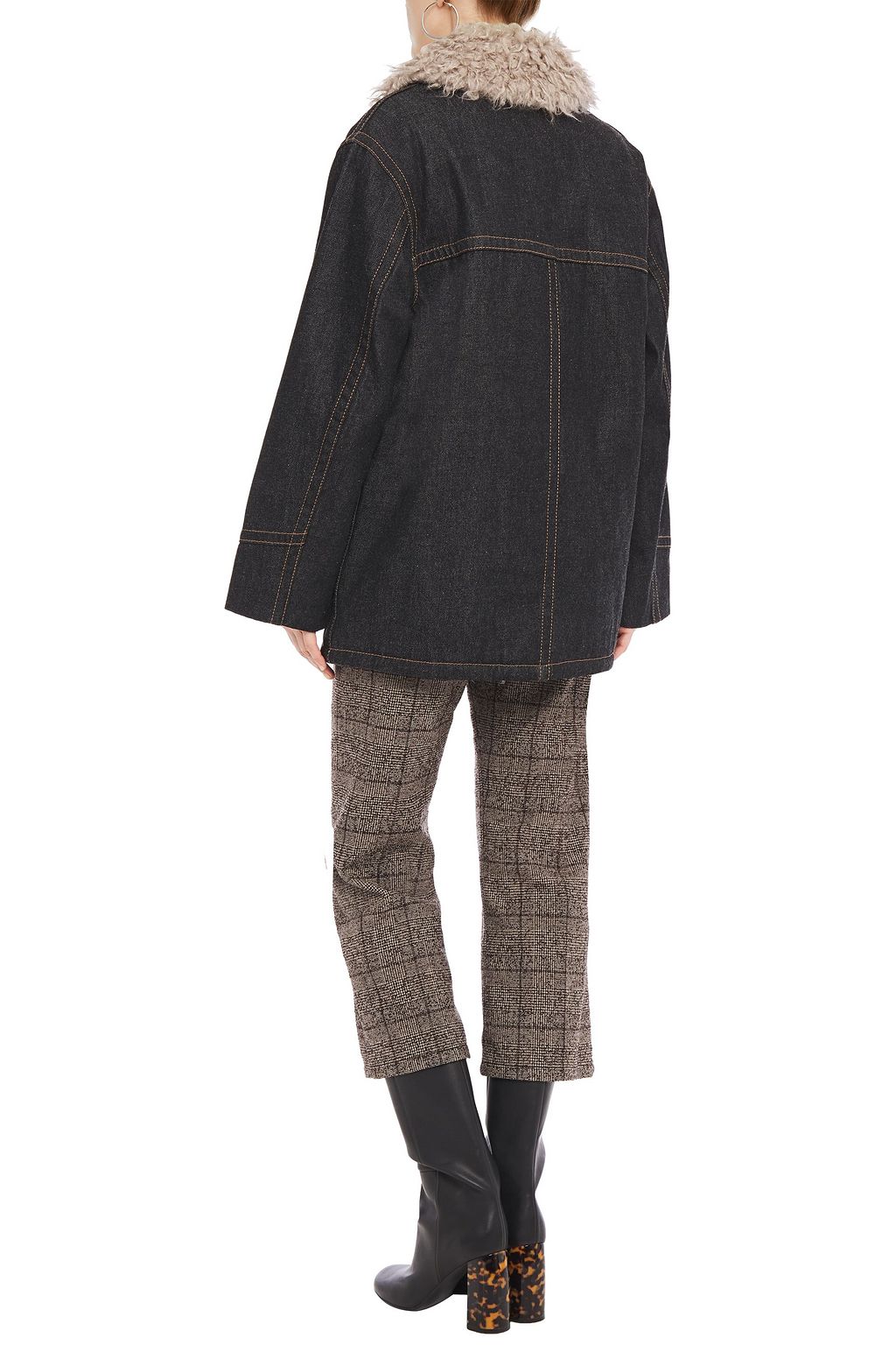 MARC JACOBS Cropped Prince of Wales checked bouclé straight-leg pants