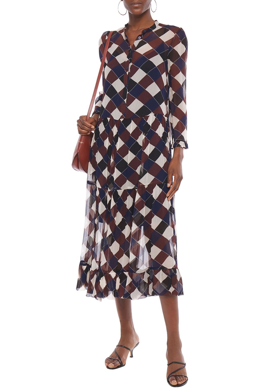 BAUM UND PFERDGARTEN Alexondra ruffled printed georgette midi dres