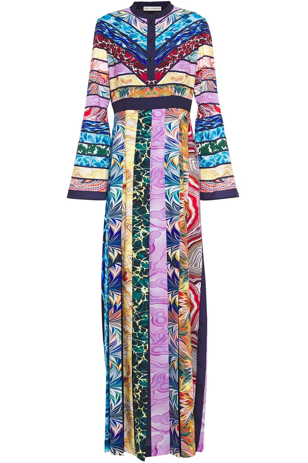 aqua pleated tiered floral maxi dress
