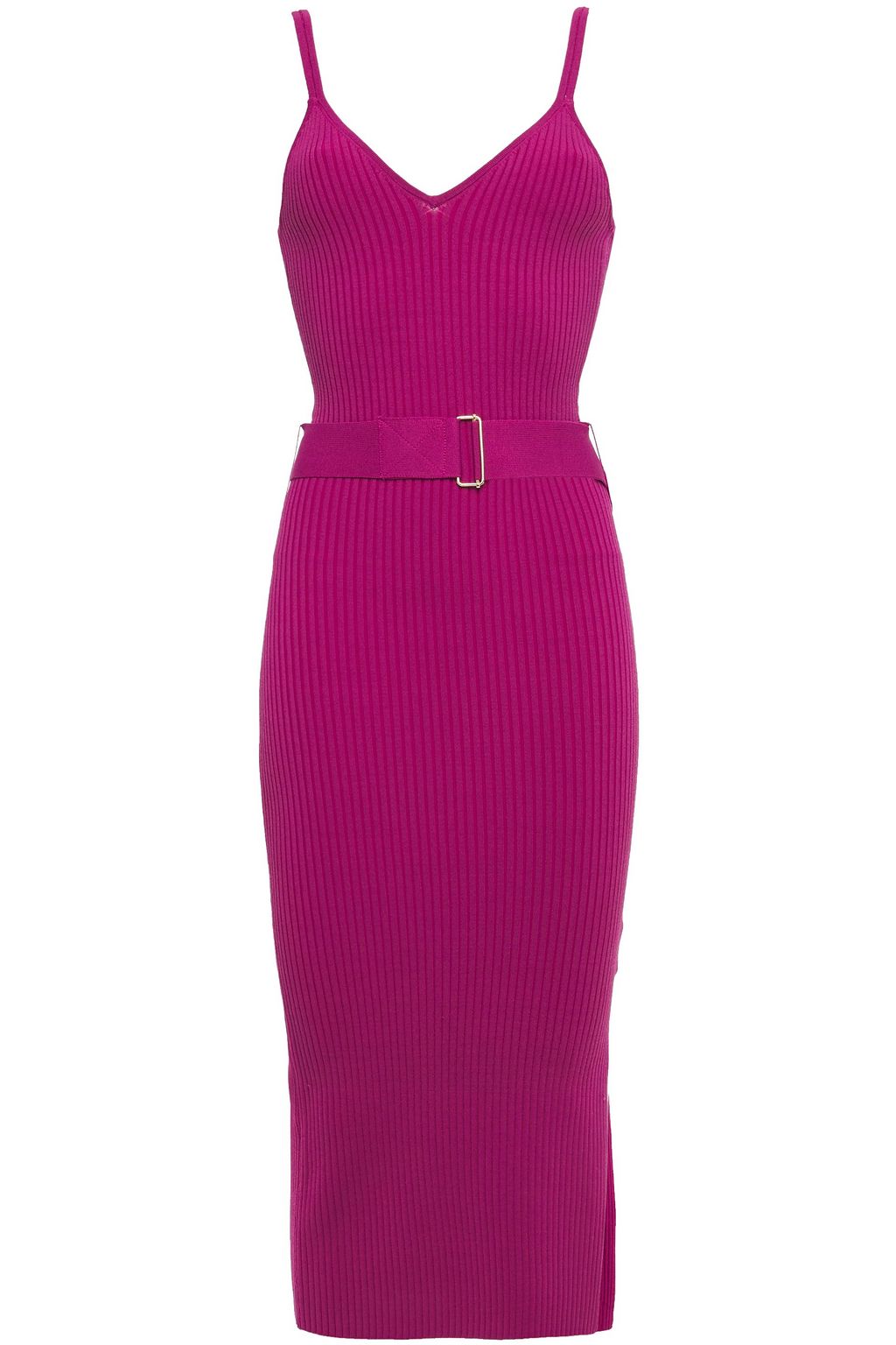 belted ribbed knit dress