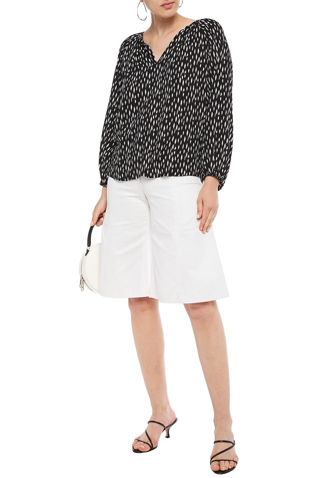 VELVET BY GRAHAM & SPENCER Gathered printed voile blouse