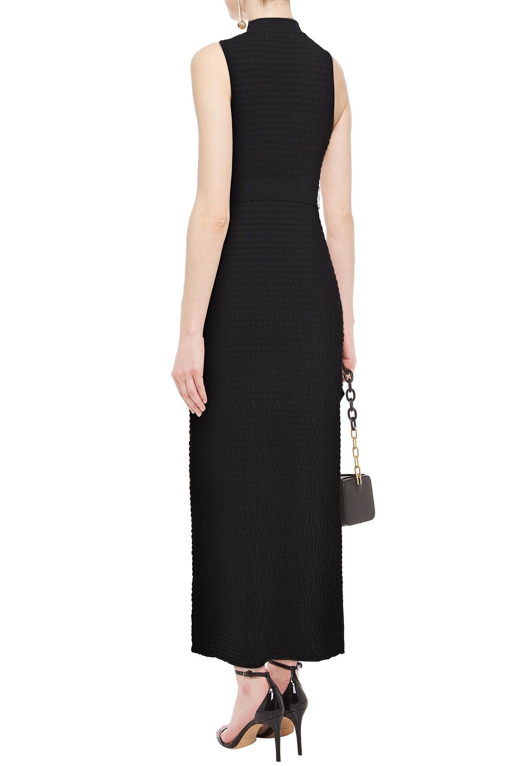 NICHOLAS Belted cloqué-knit maxi dress