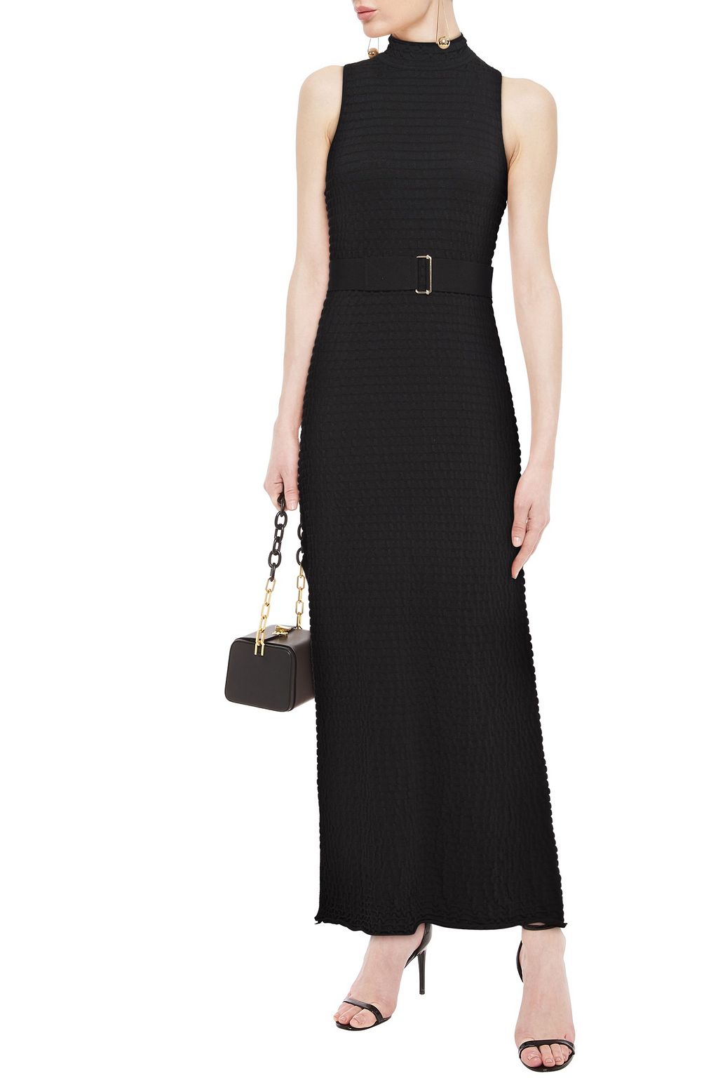 NICHOLAS Belted cloqué-knit maxi dress