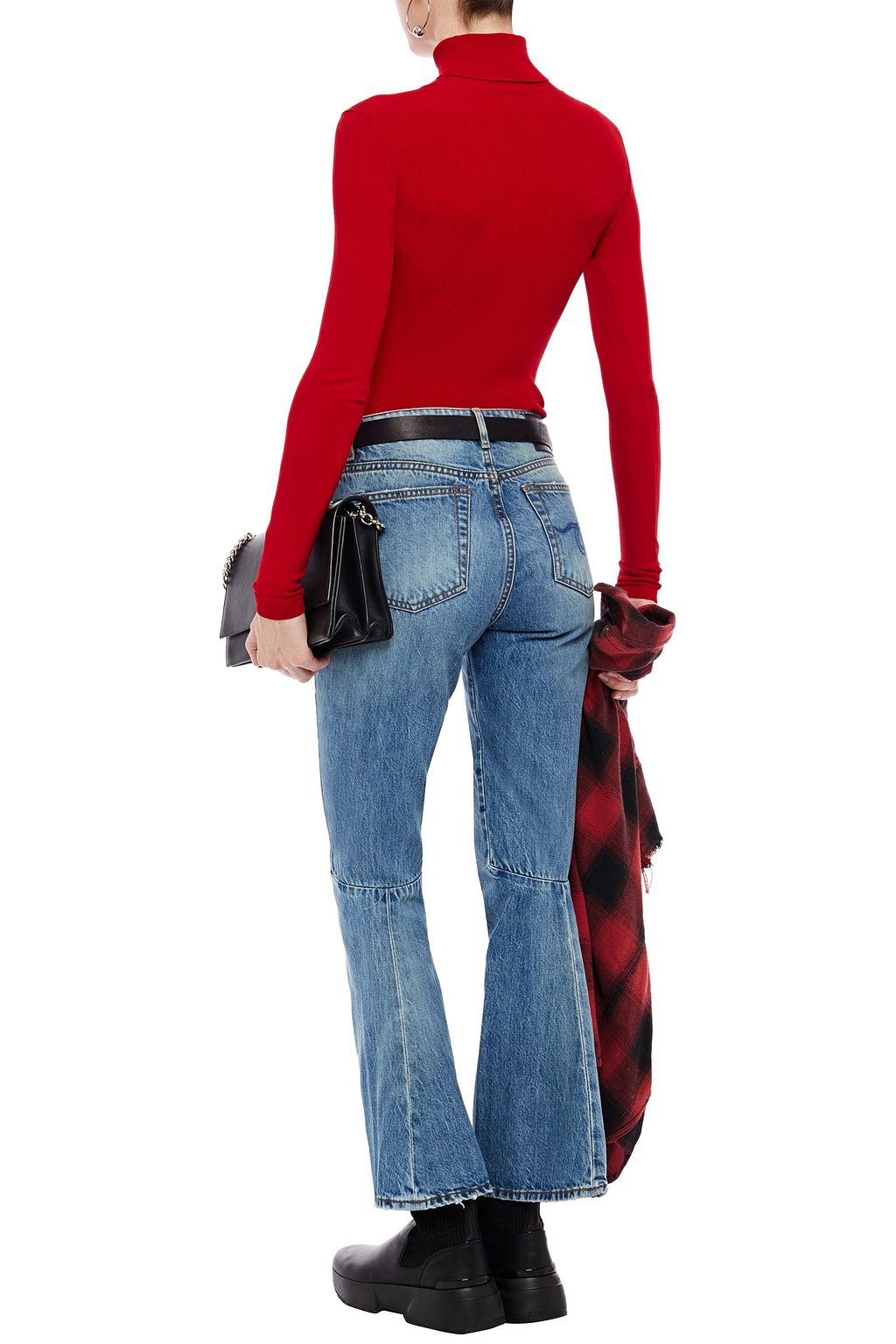 R13 Caddy faded high-rise flared jeans