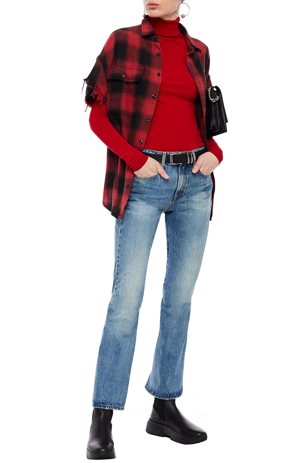 R13 Caddy faded high-rise flared jeans