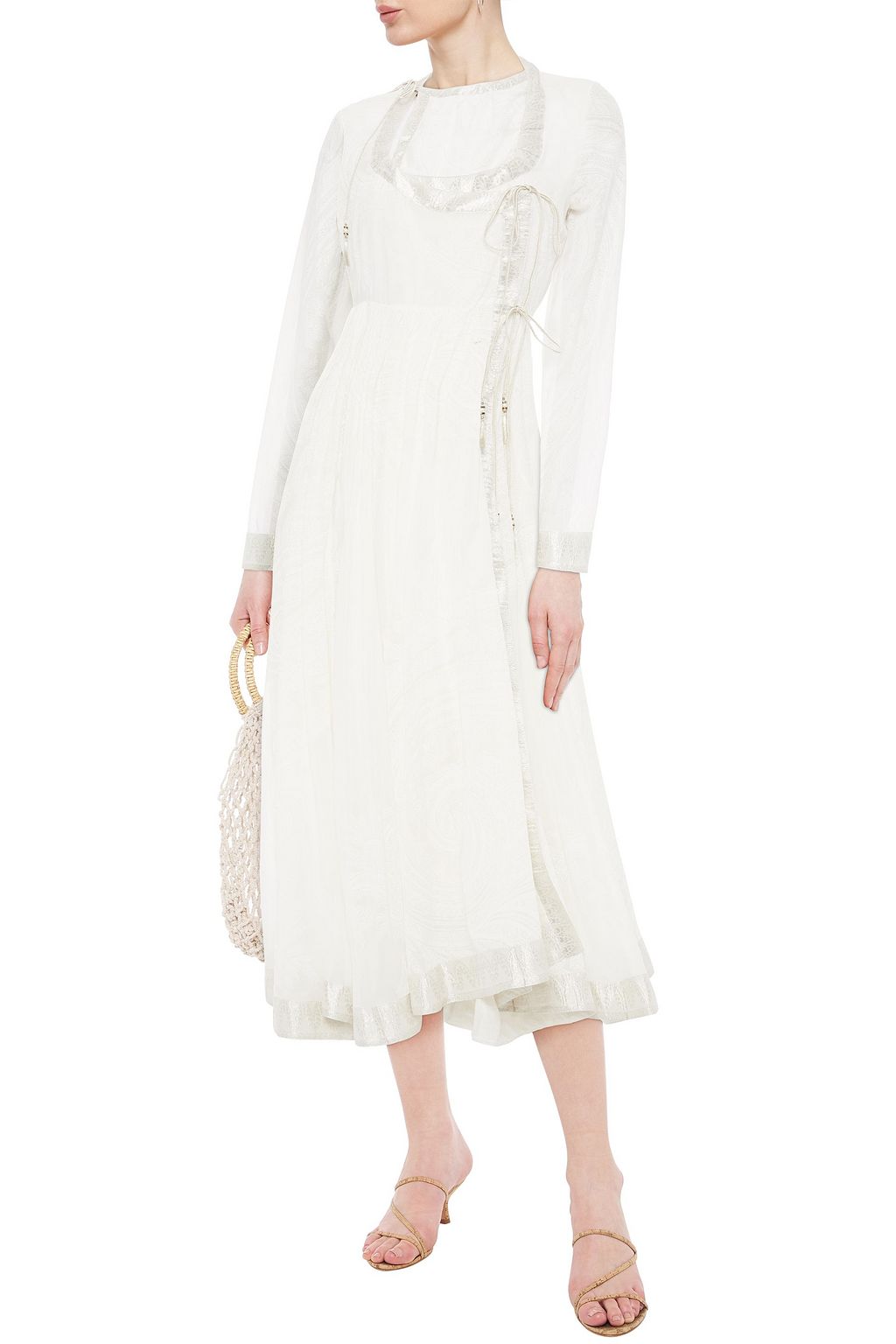 ETRO Tasseled cotton and silk-blend jacquard midi wrap dress